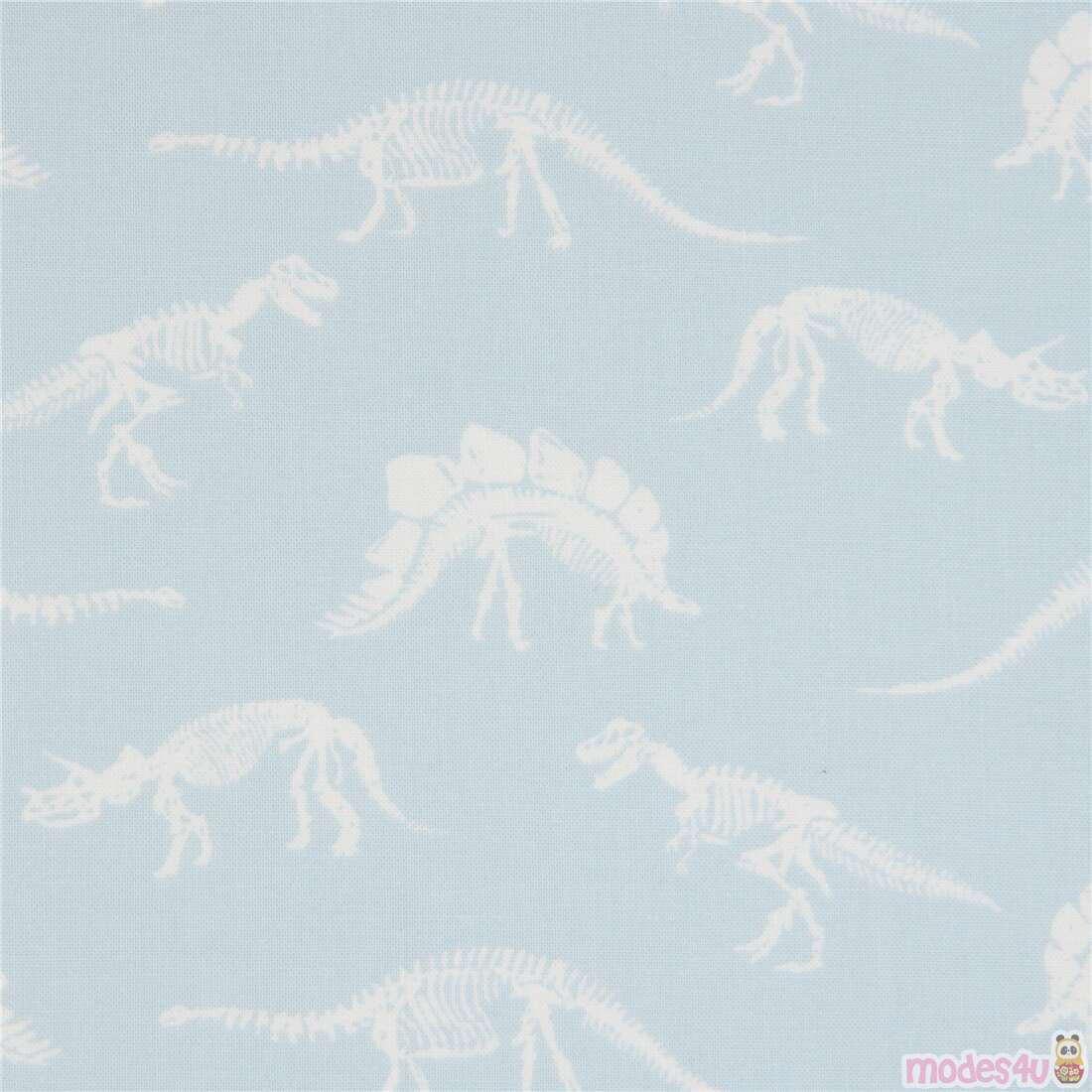 1100x1100 Dear Stella light blue dinosaur bones fabric Fabric