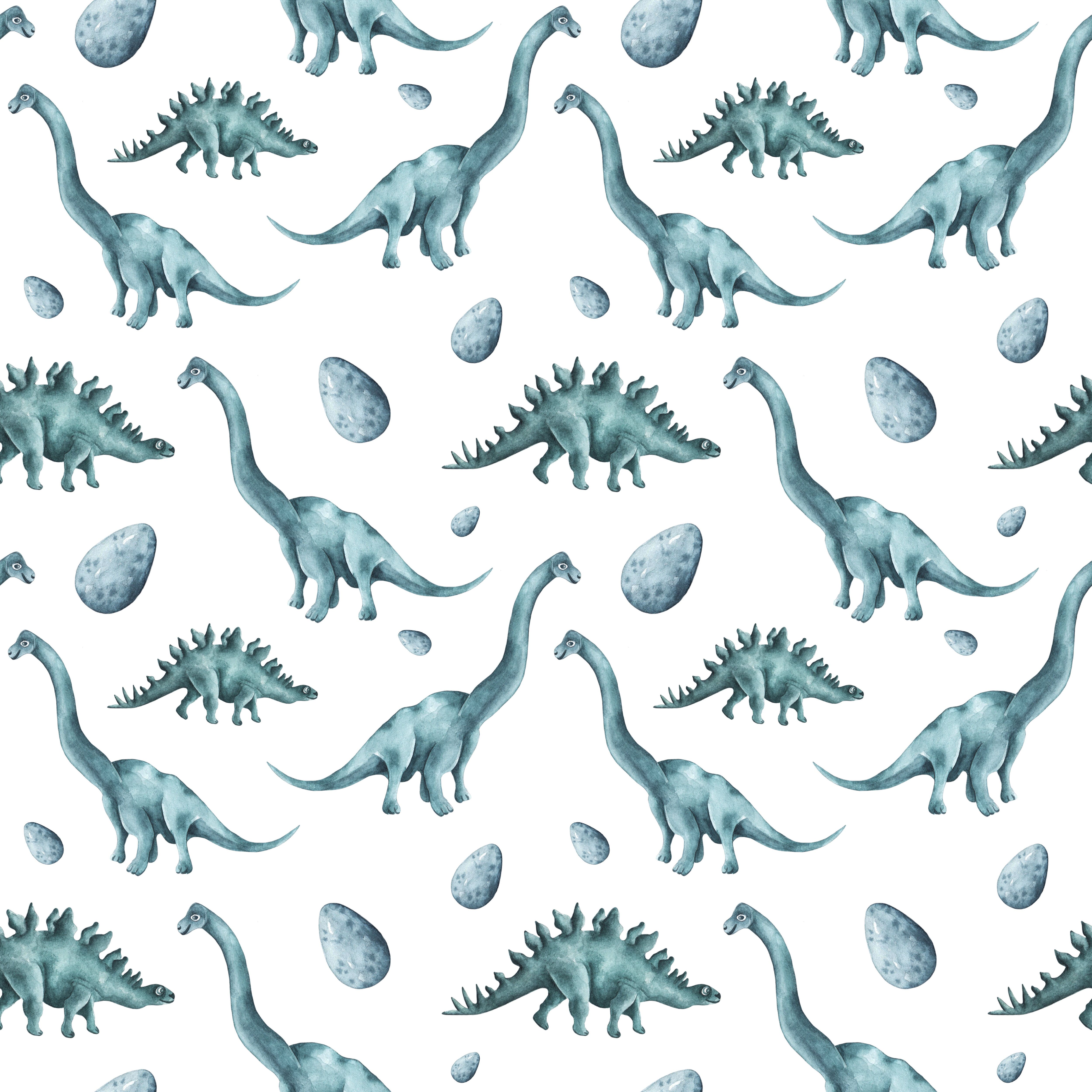 5000x5000 Blue dinosaurs watercolor seamless pattern. Dino baby boy pattern By illustrator Sabina Z