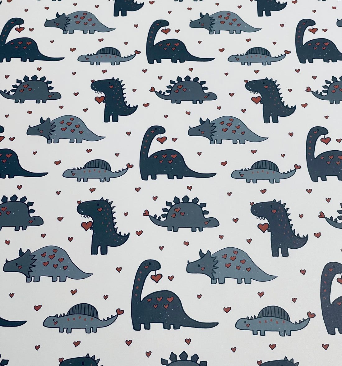 1100x1179 Valentine's Day Dinosaur Wrapping Paper