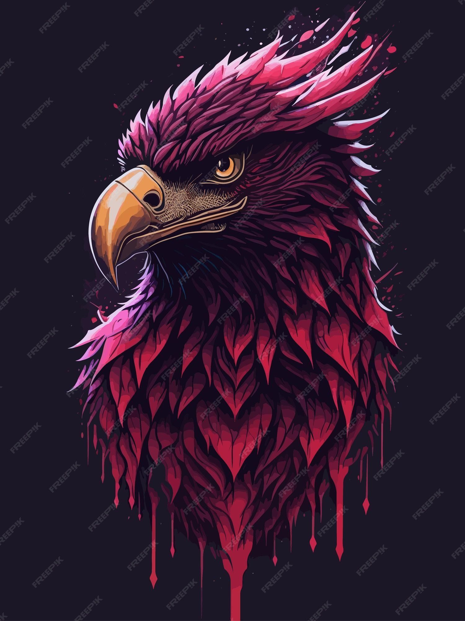 1500x2000 Premium Vector. A bird with a red head and a black background that says' eagle '