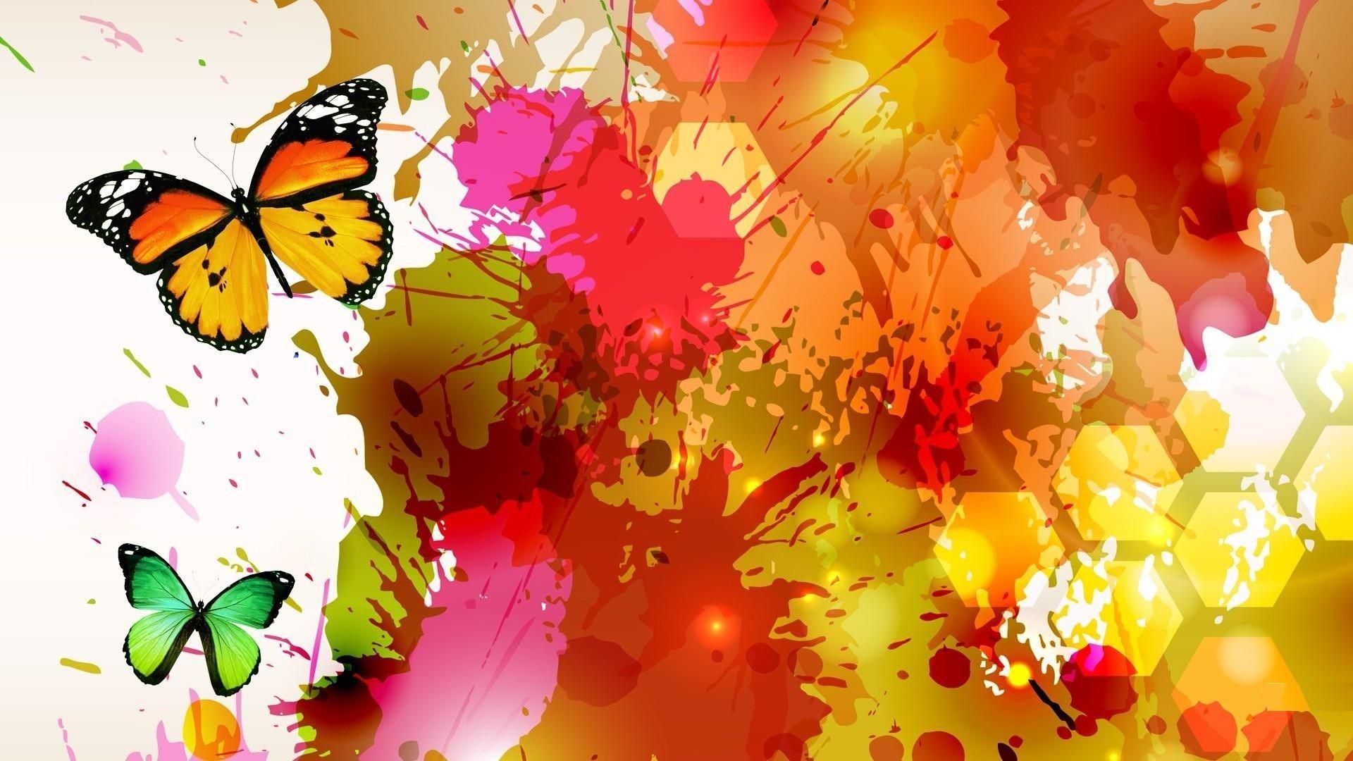 1920x1080 hd watercolor art abstract butterfly wallpaper. ololoshenka