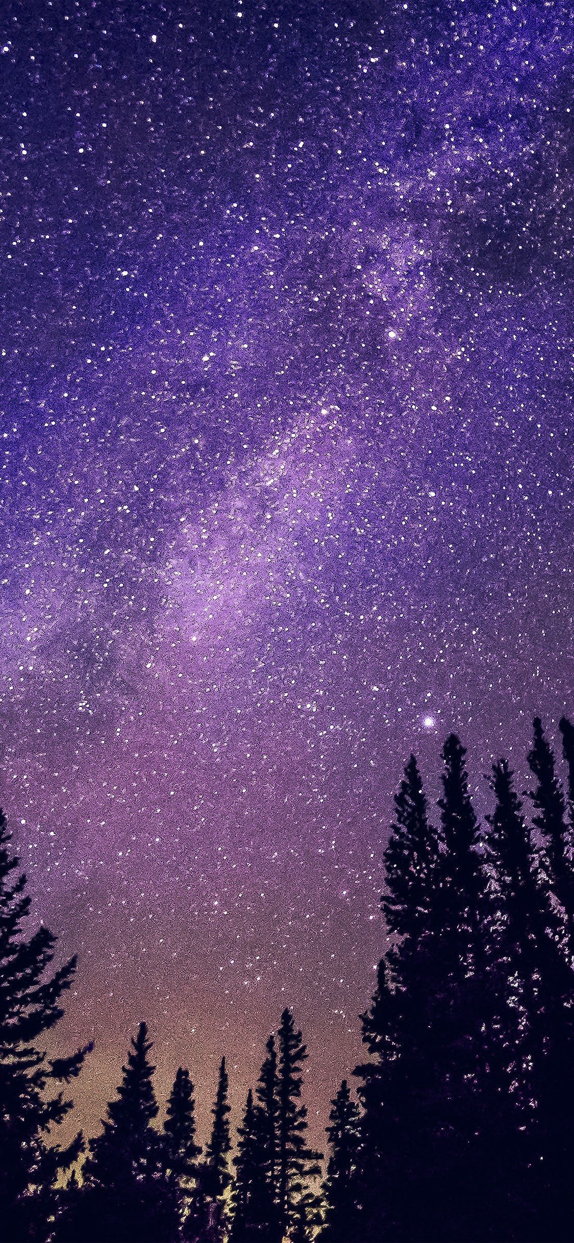 1125x2436 iPhone X wallpaper. night starry sky aurora winter blue purple