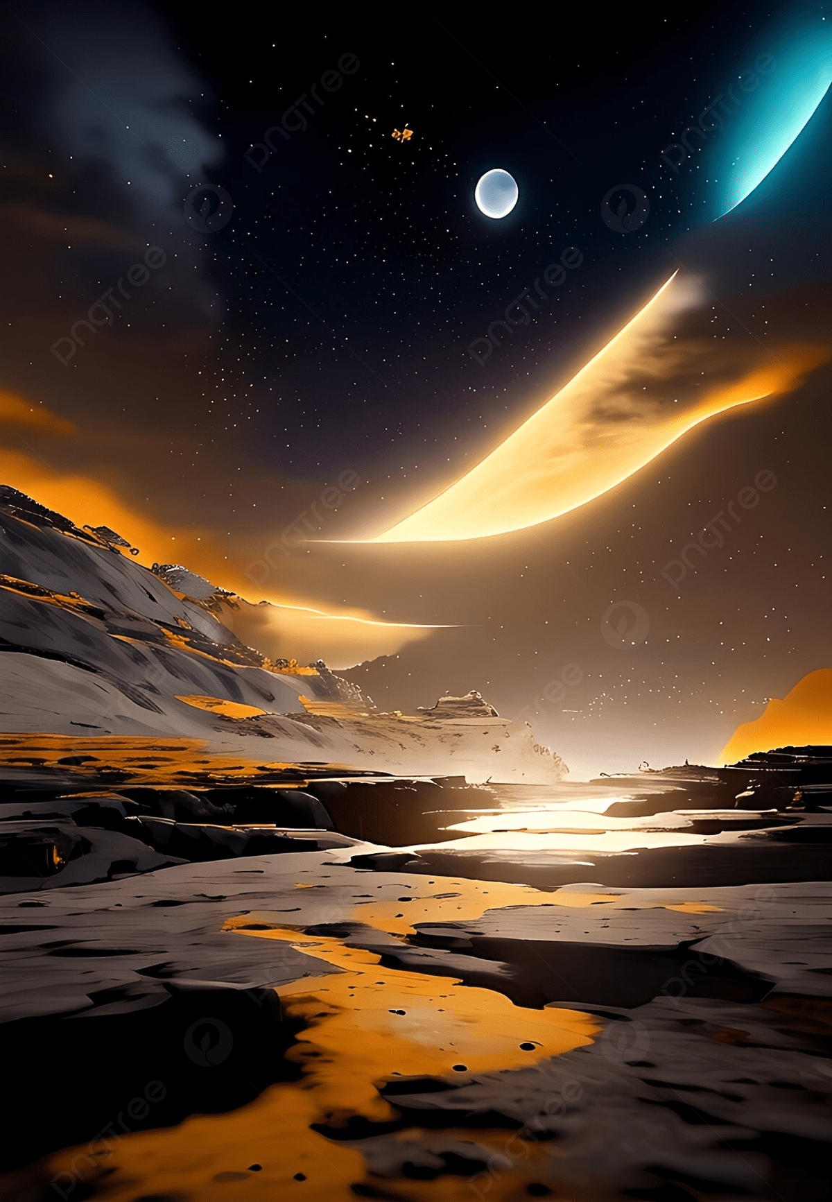 1200x1733 Moon Background Golden Sky Wallpaper Image For Free Download