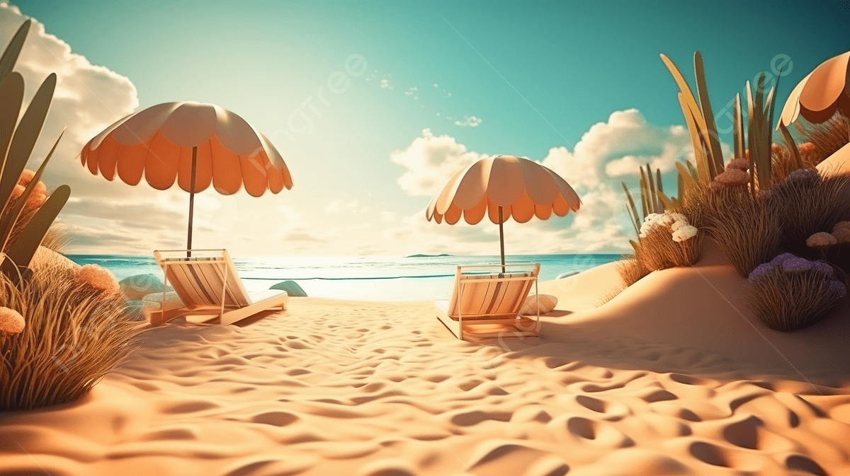 1200x673 Illustrating The Summer Season And Beach In 3D Background, Summer Travel, Beach Vacation, Sea Travel Background Image And Wallpaper for Free Download