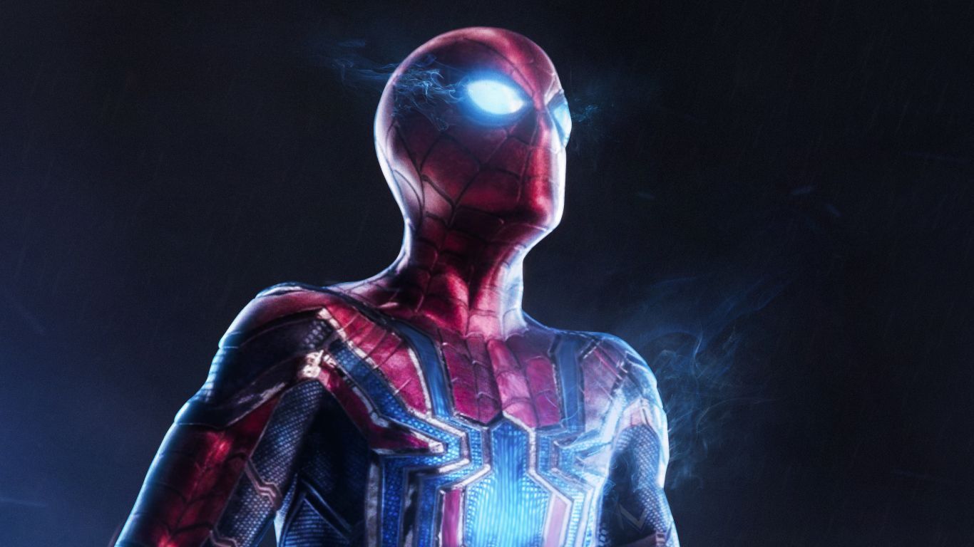 1366x768 Spider man iron suit art movie wallpaper background