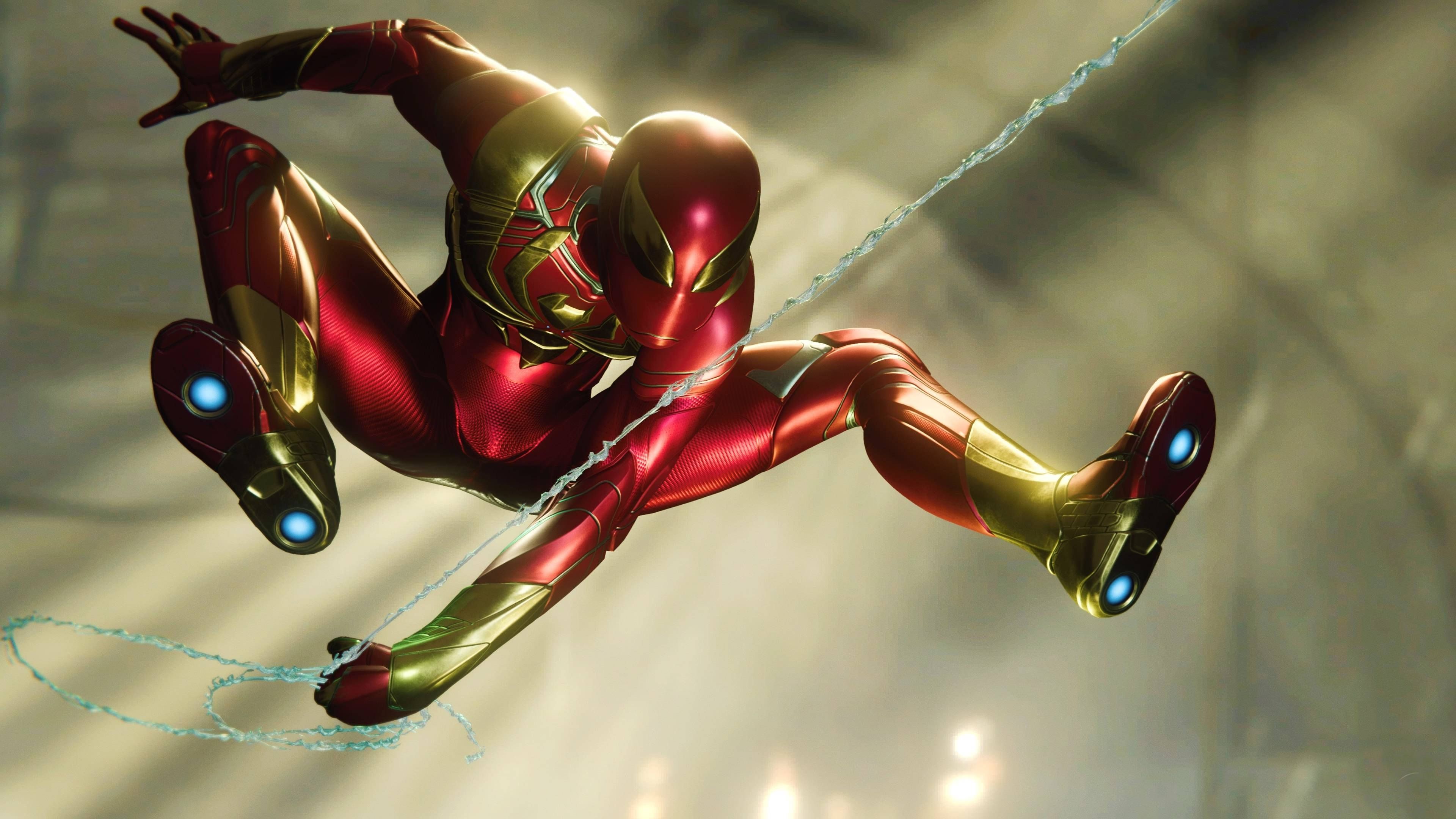 3840x2160 Download Sparkling Iron Spider Spiderman Suit Wallpaper