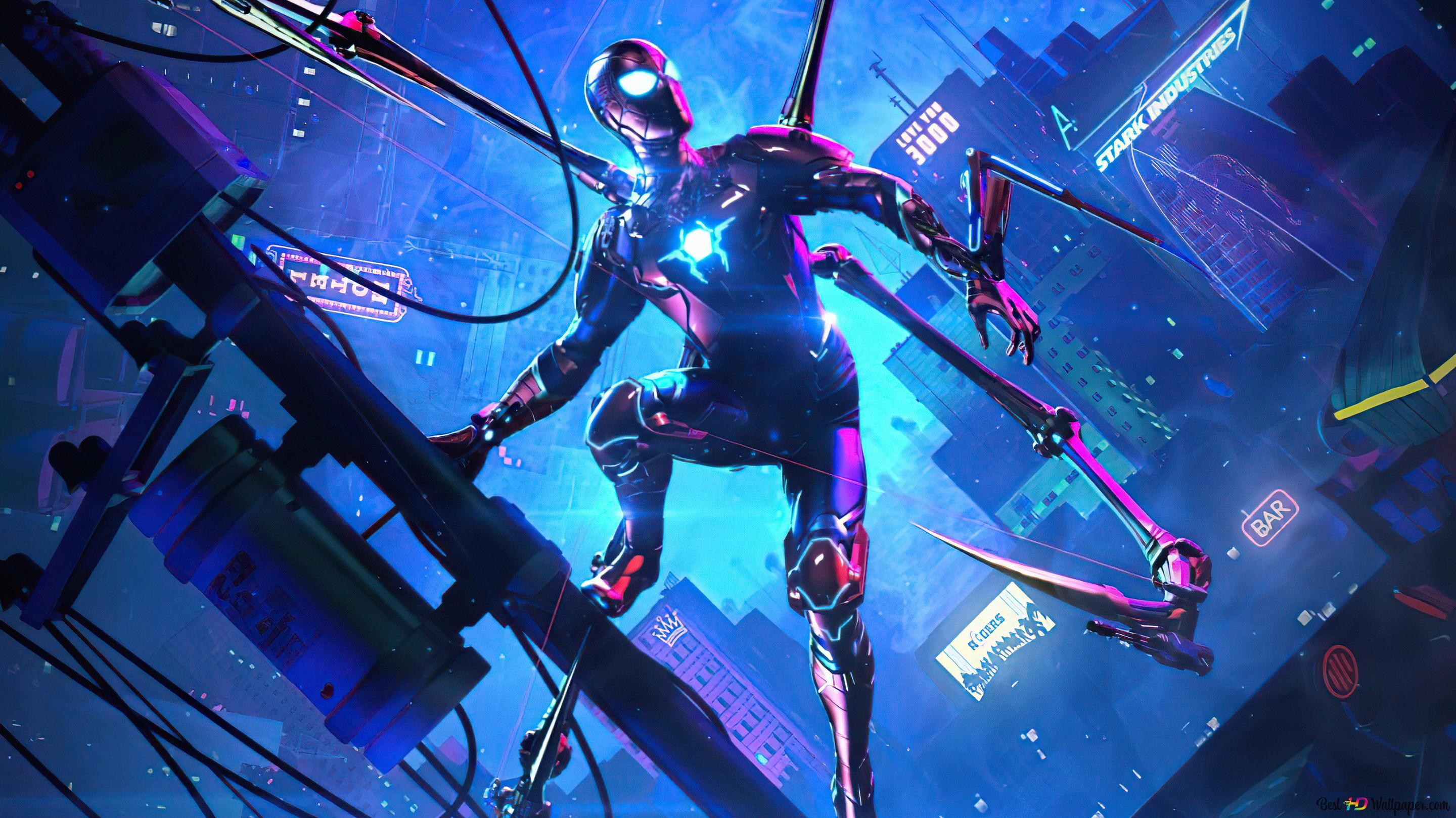 2880x1620 Spider Man With His Iron Spider Suit 4K wallpaper download