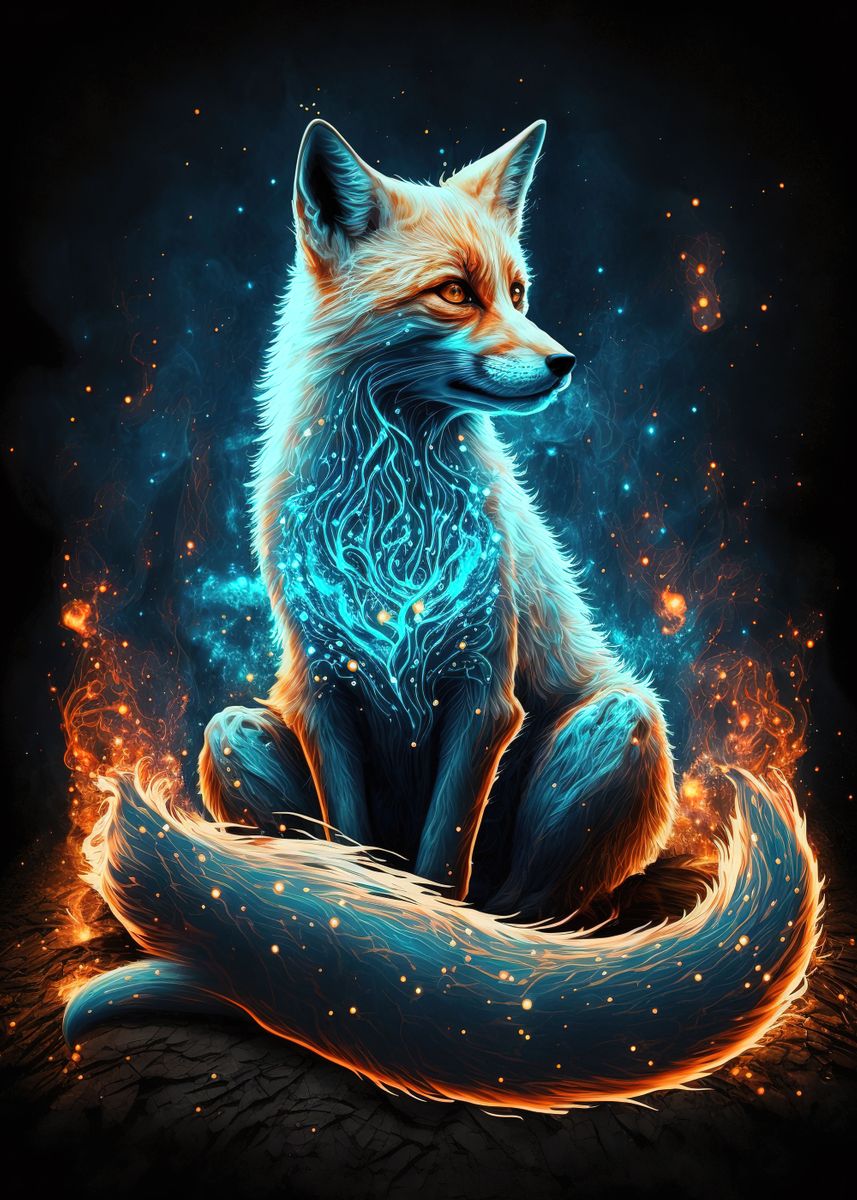 857x1200 neon fox ' Poster by Silhouette Anime Art