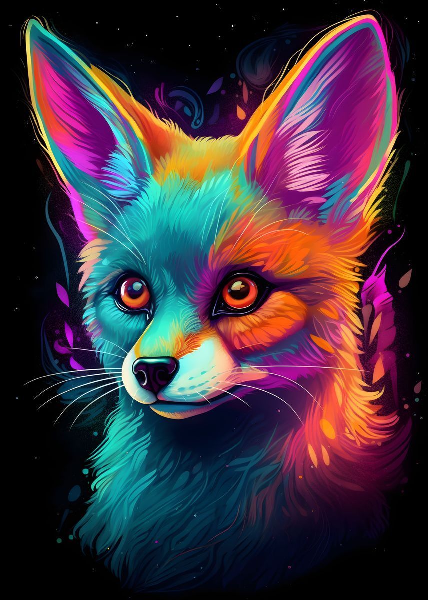 857x1200 Neon Fennec Fox' Poster