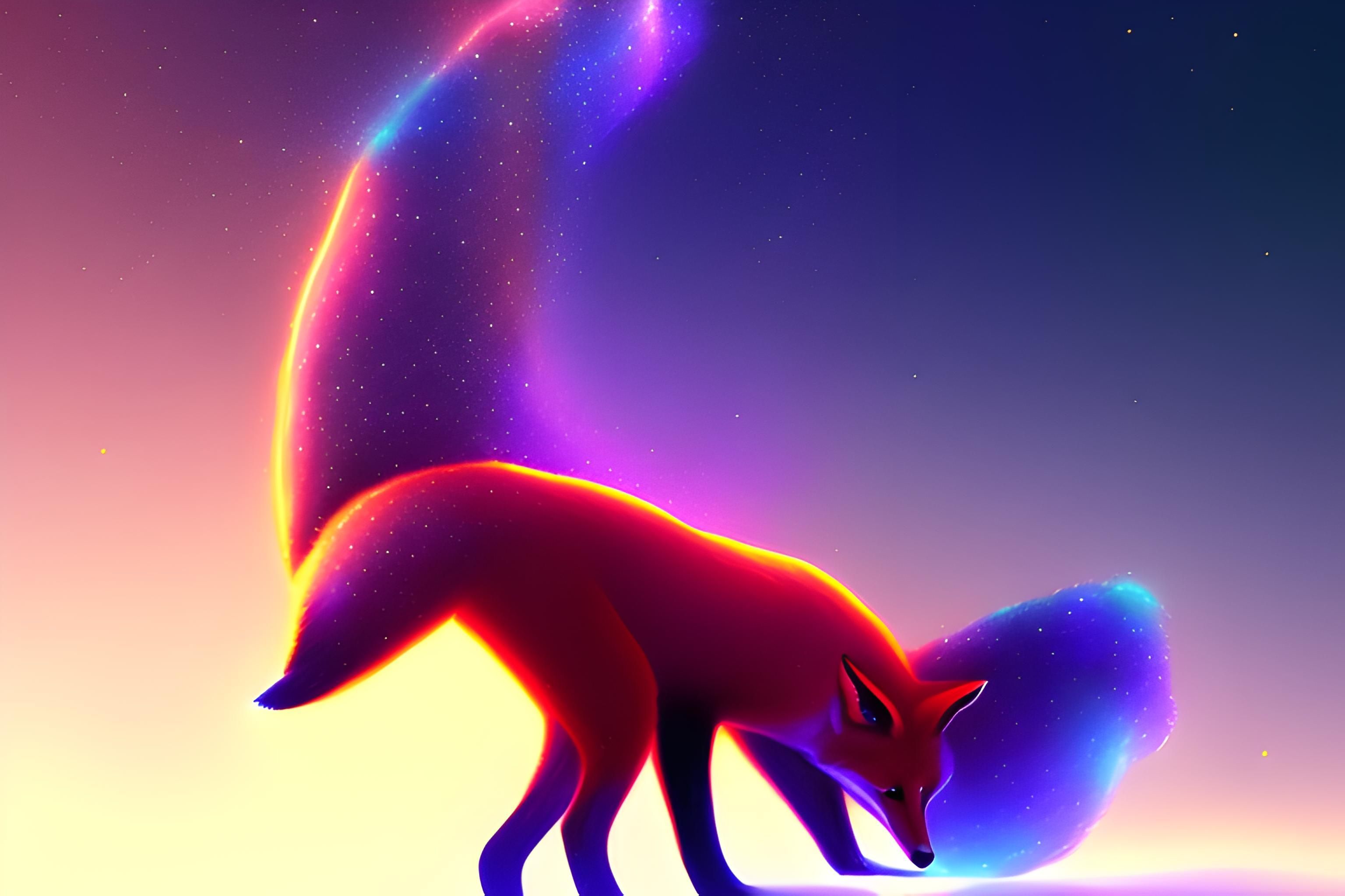 3072x2048 Fox, Galaxy, Neon