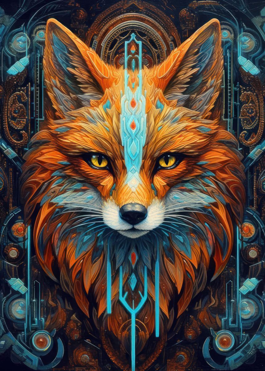 857x1200 Neon Tribe Fox' Poster