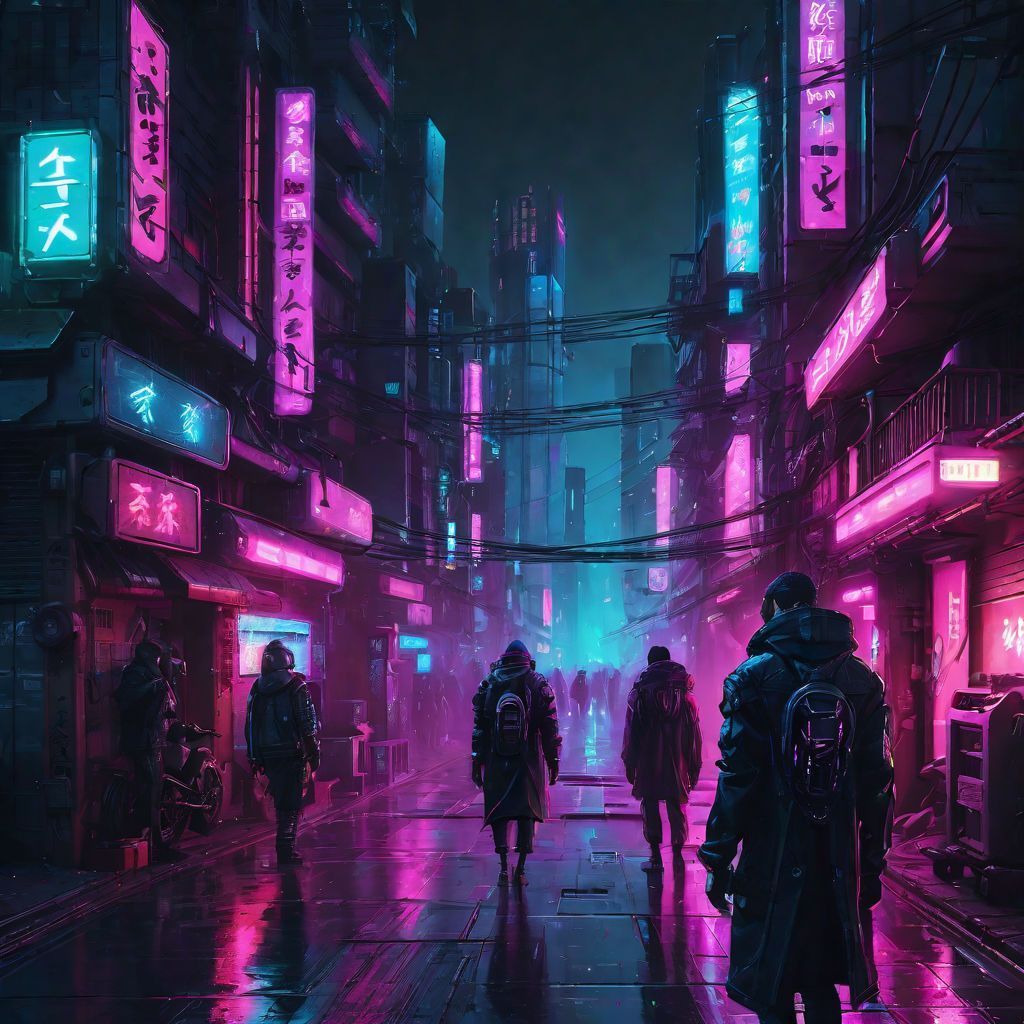 1024x1024 walking in neon city