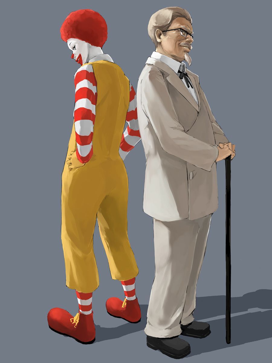 900x1200 ronald mcdonald and colonel sanders (mcdonald's and 1 more) drawn by kuroko_(piii)