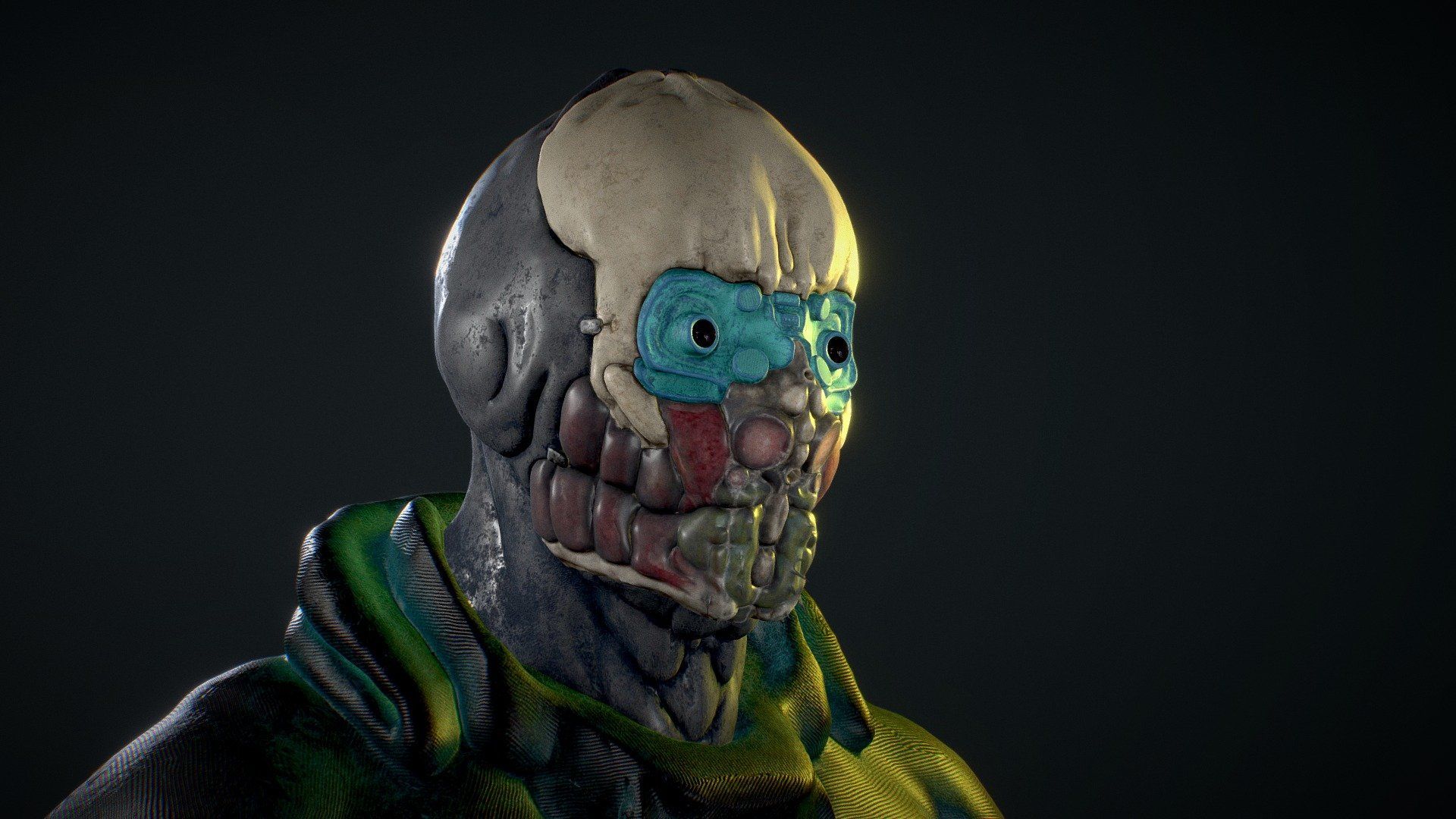 1920x1080 Sci Fi Helmet (Biopunk Character Bust) Free 3D Model By Issa [49057a7]