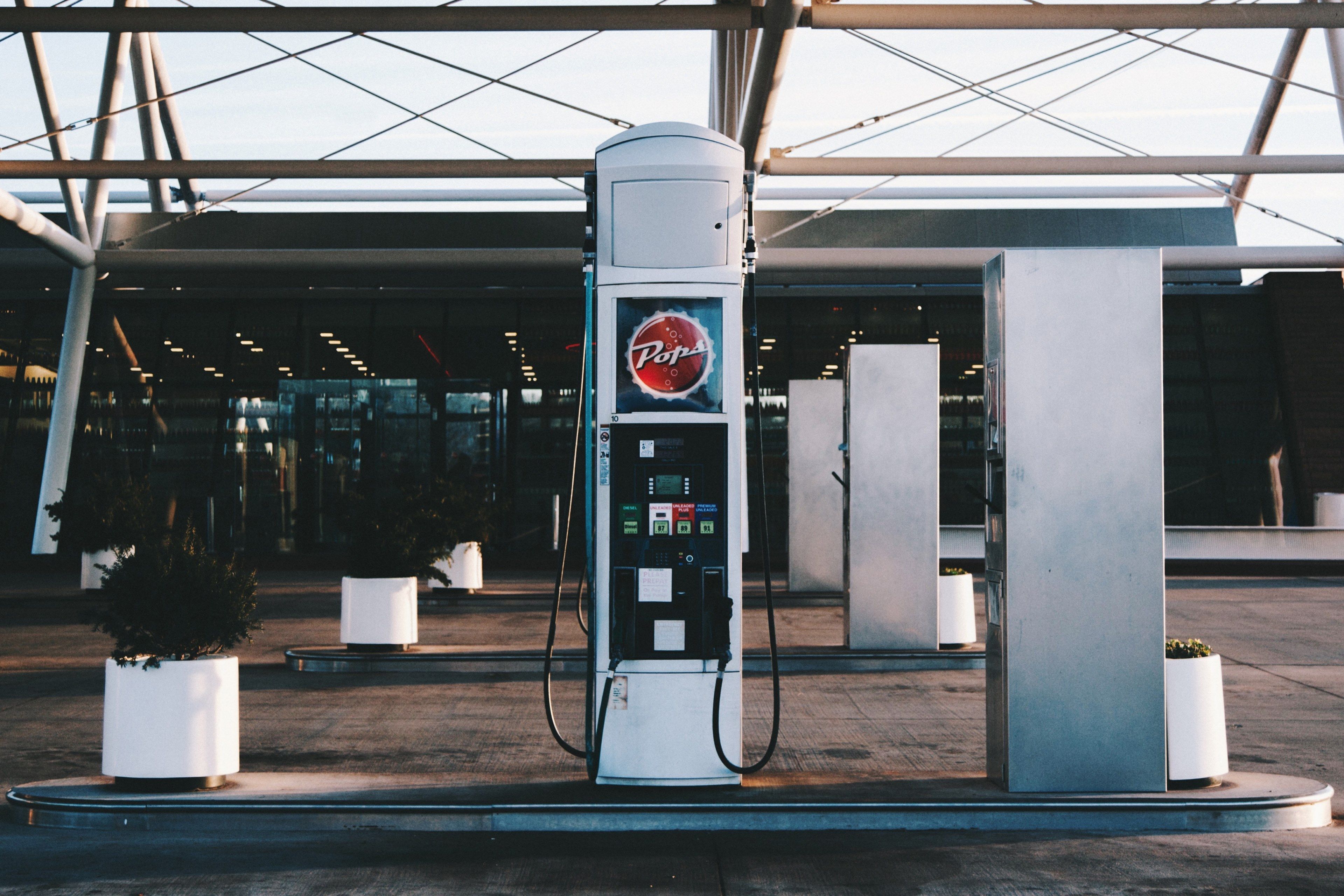 3840x2560 gas station pump pay phone and gas pump 4k HD Wallpaper