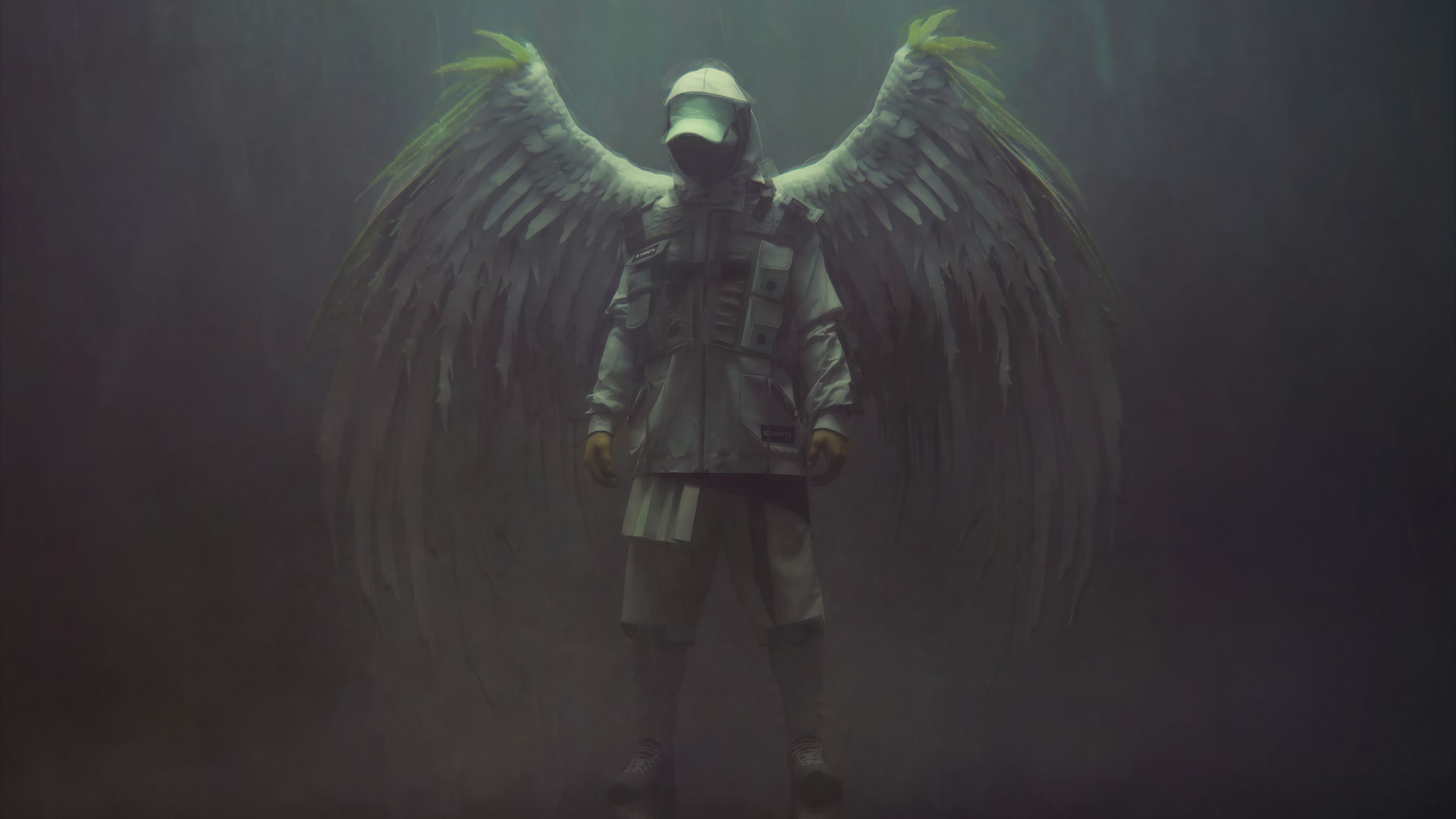 3840x2160 HD desktop wallpaper: Dark, Wings, Angel download free picture