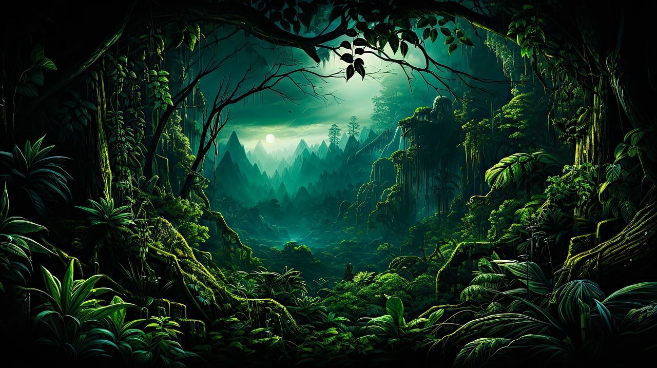 1280x717 Download Ai Generated Fantasy Jungle Royalty Free Stock Illustration Image