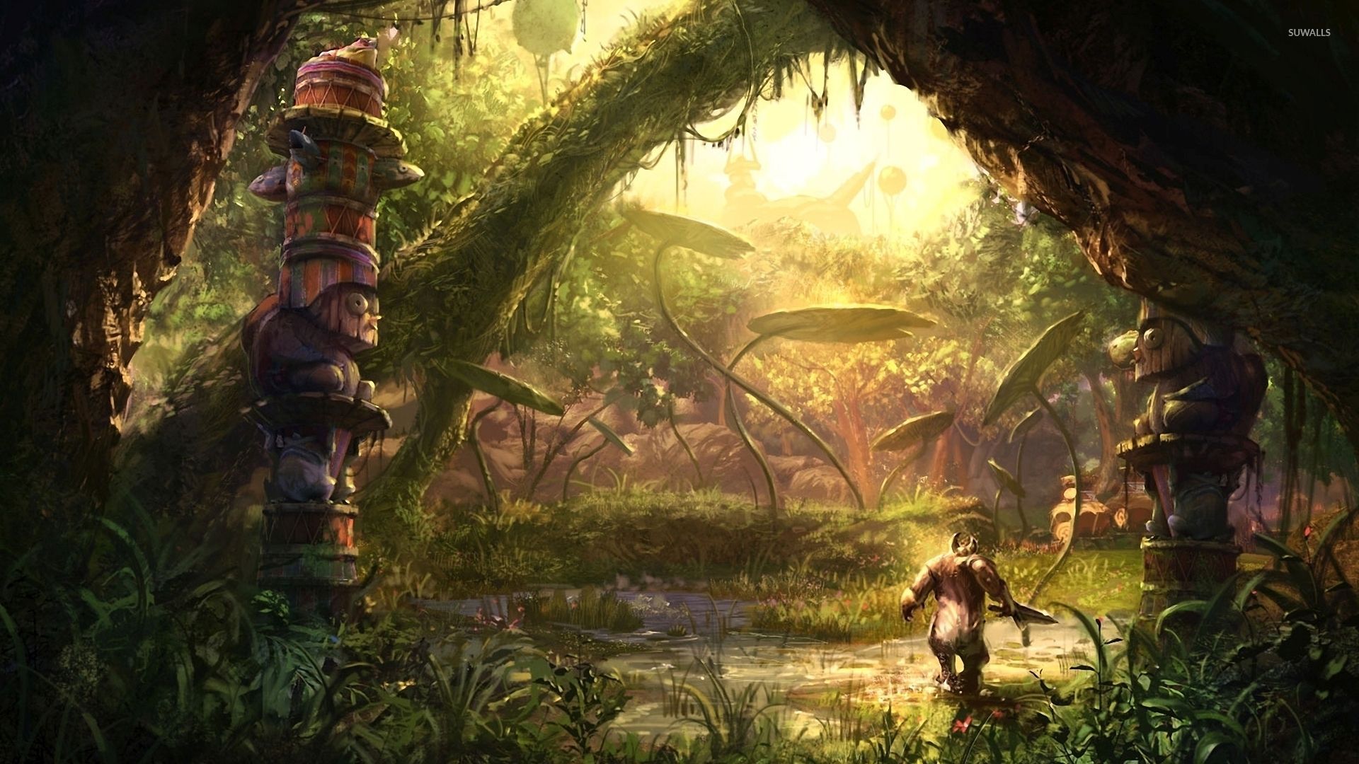 1920x1080 Temple in the forest wallpaper wallpaper