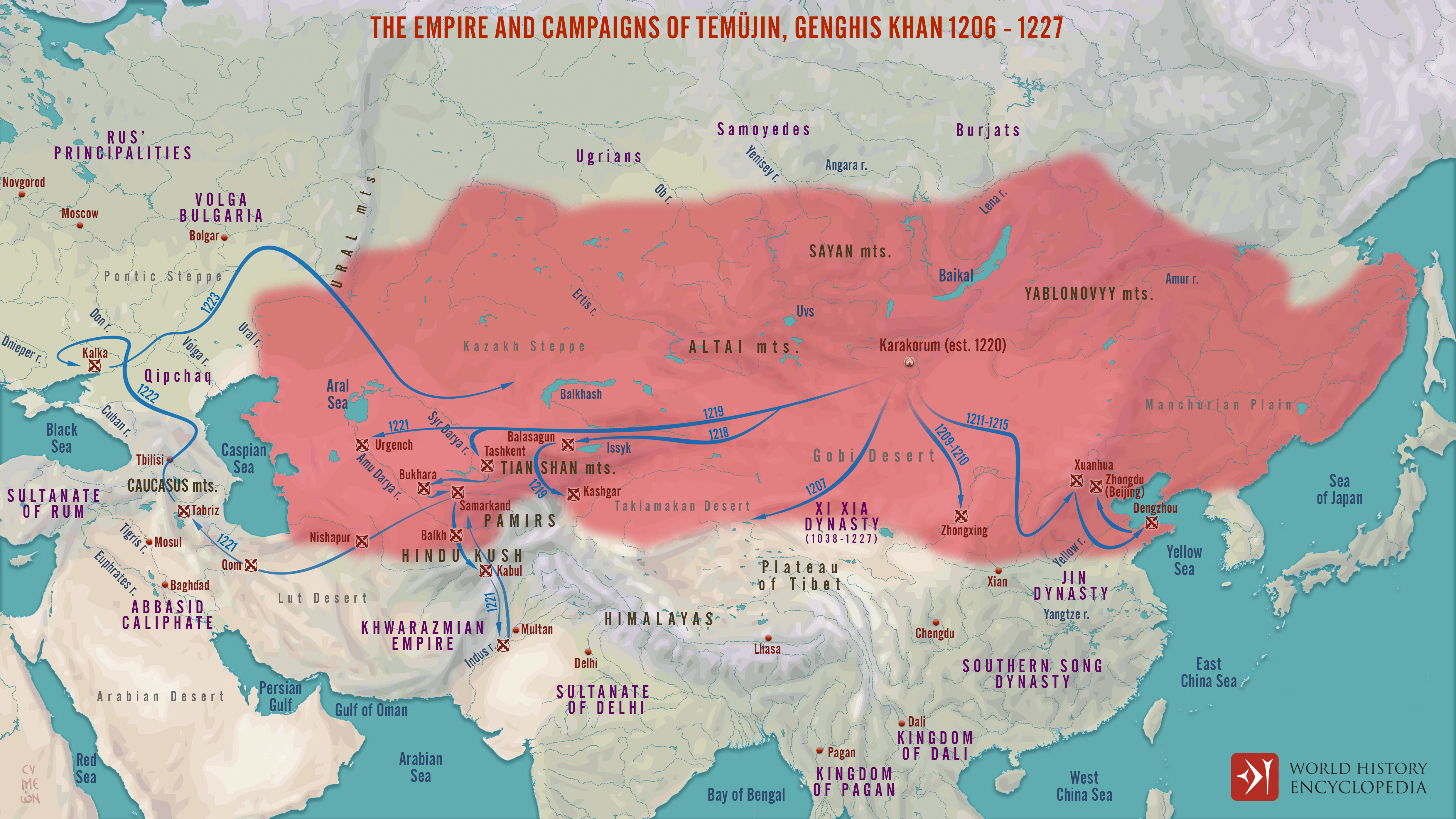 4961x2790 The Campaigns & Empire of Genghis Khan (Illustration) History Encyclopedia