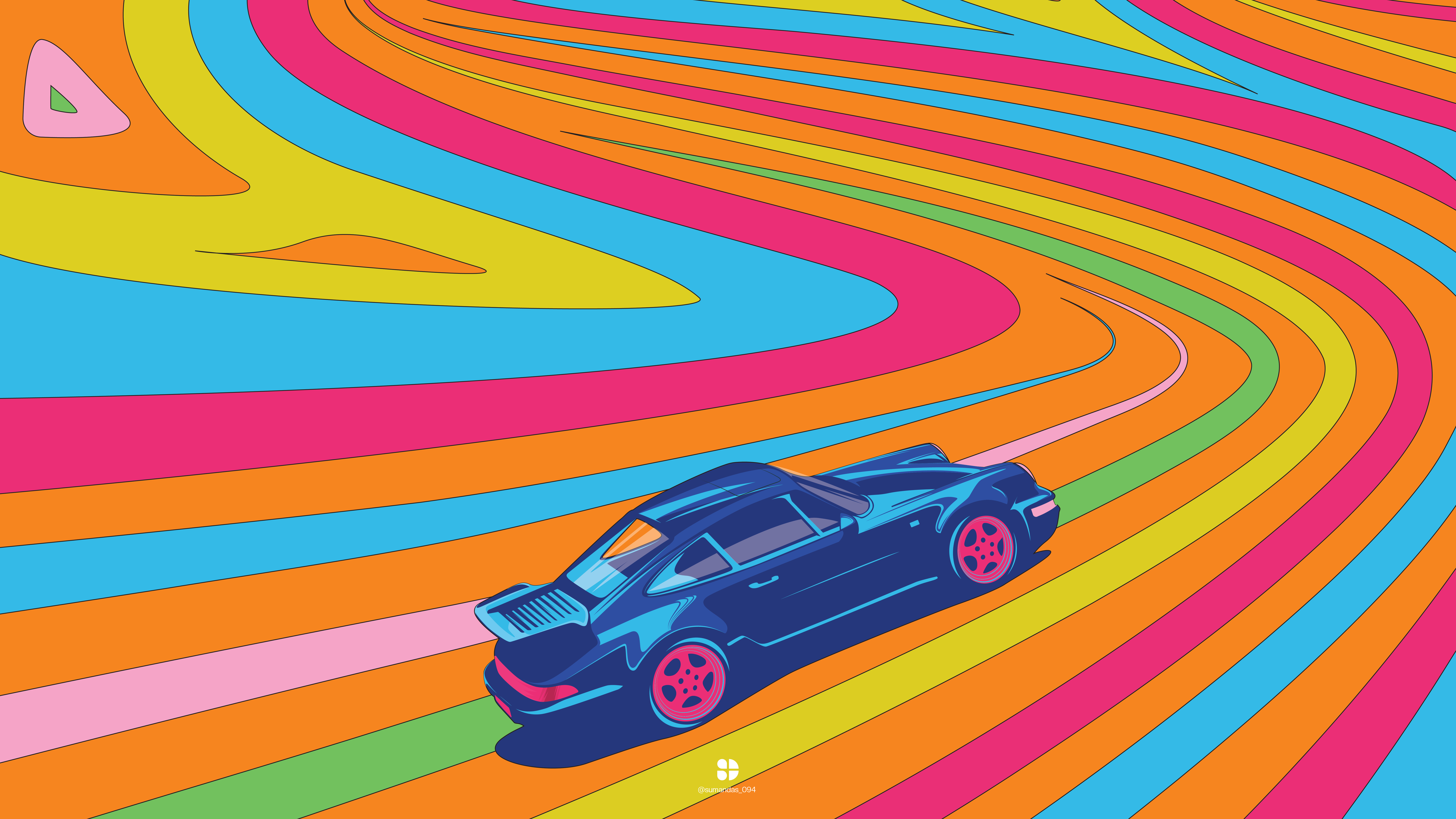 8000x4500 psychedelic porsche wallpaper by sumandas094