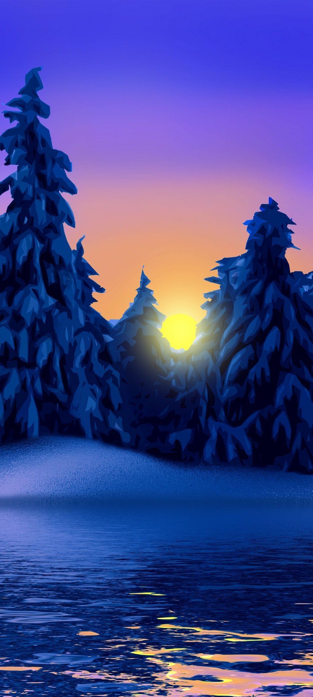 1080x2400 Vector Winter Snow Wallpaper