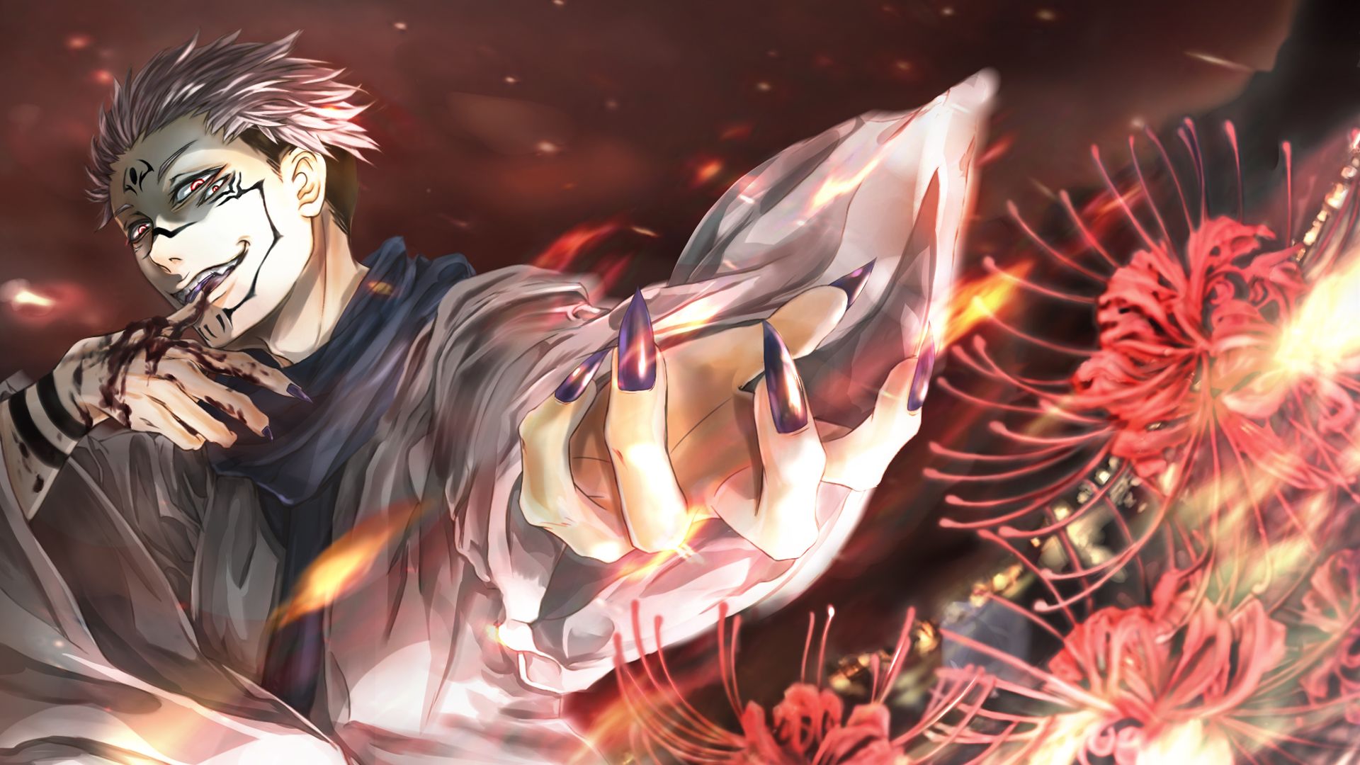1920x1080 Boy Jujutsu Kaisen Pink Hair Red Eyes Sukuna HD Jujutsu Kaisen Wallpaper