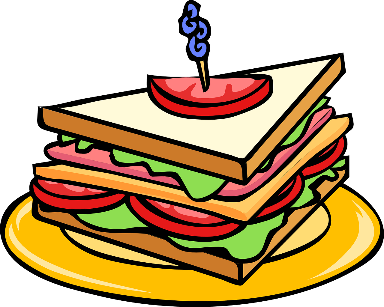 1280x1024 Download Club Sandwich Triangle Food. Royalty Free Vector Graphic