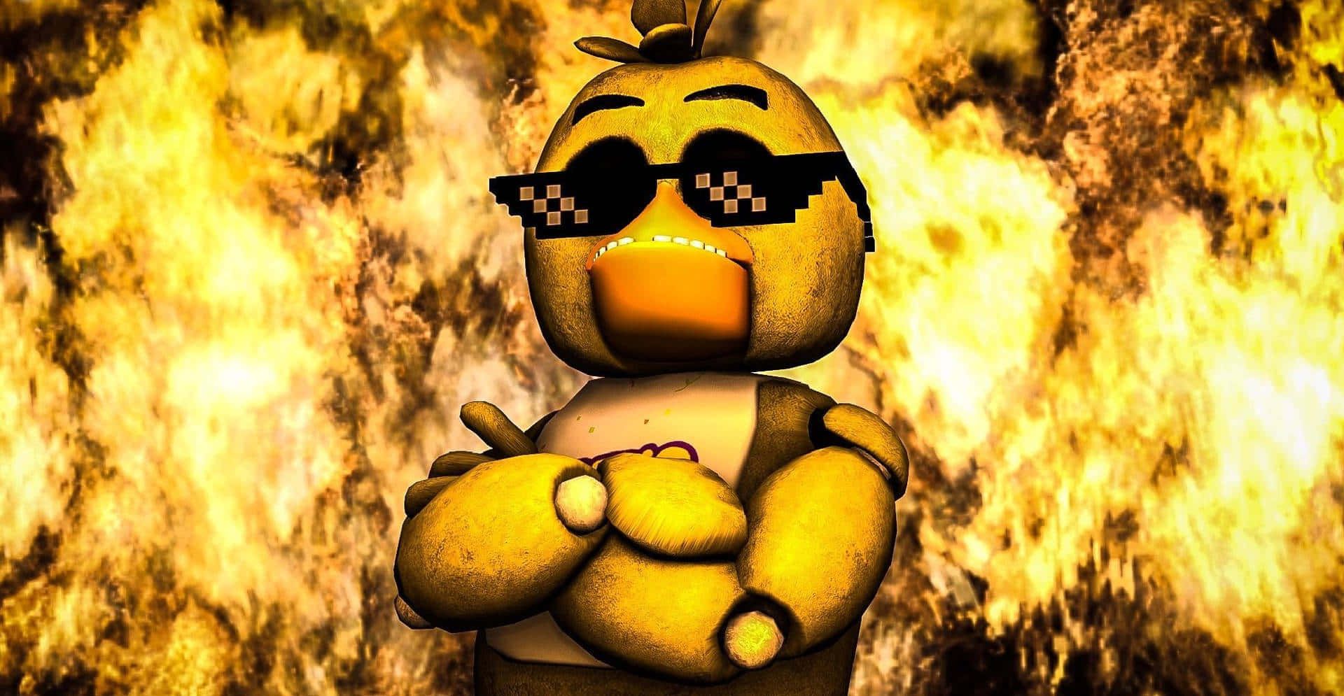 1920x995 Download Funny Fnaf Thug Life Chica On Fire Picture