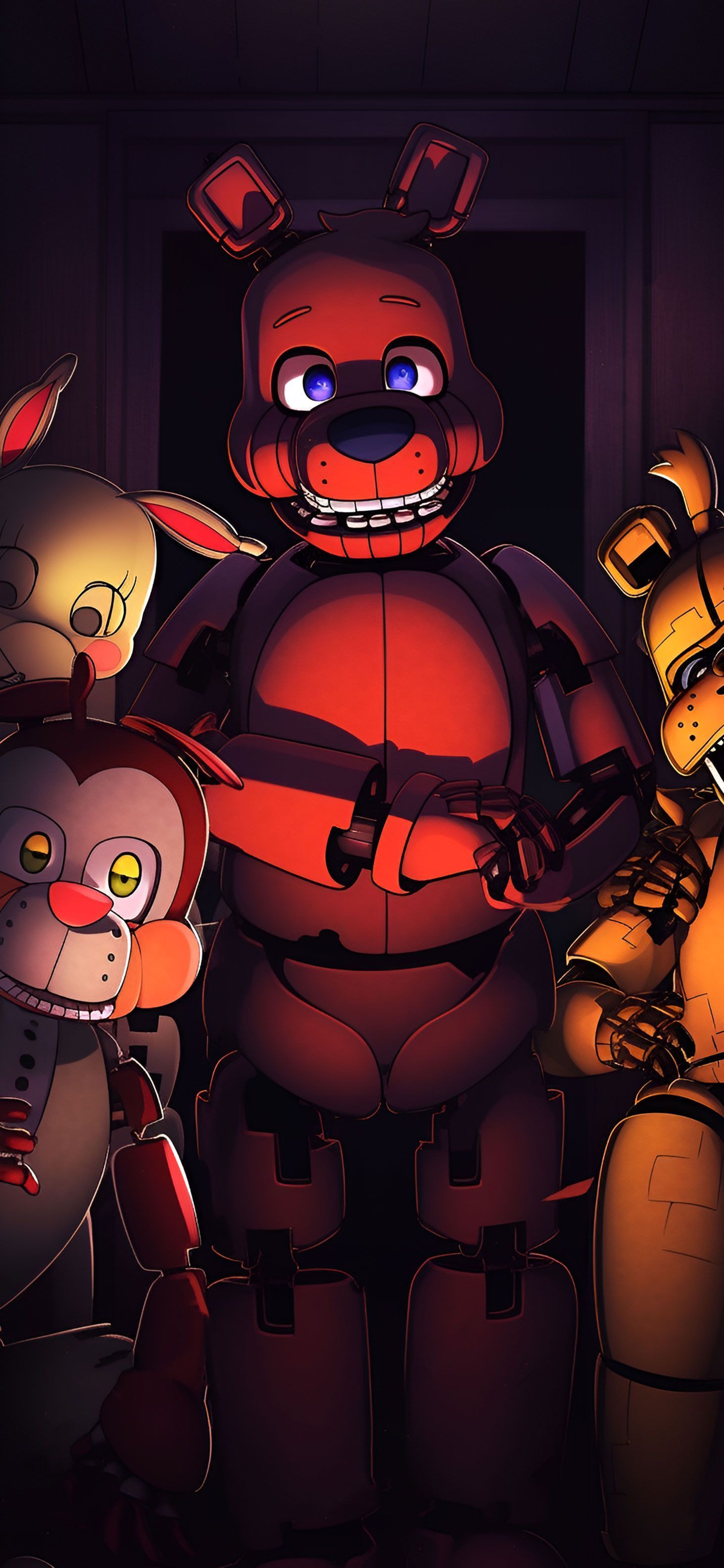 1463x3171 Five Nights at Freddy's Cartoon Art Wallpaper