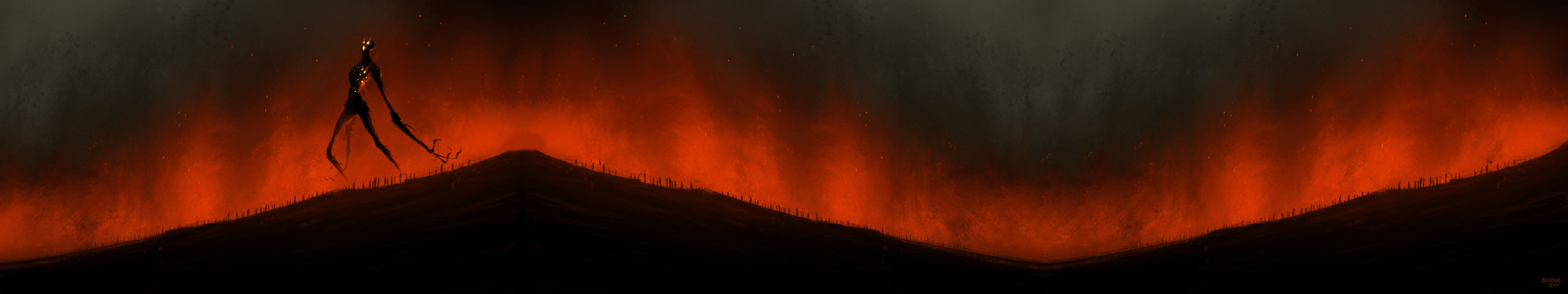 5760x1080 Halloween wallpaper :) (artist in the corner of the piece) [5760x1080]