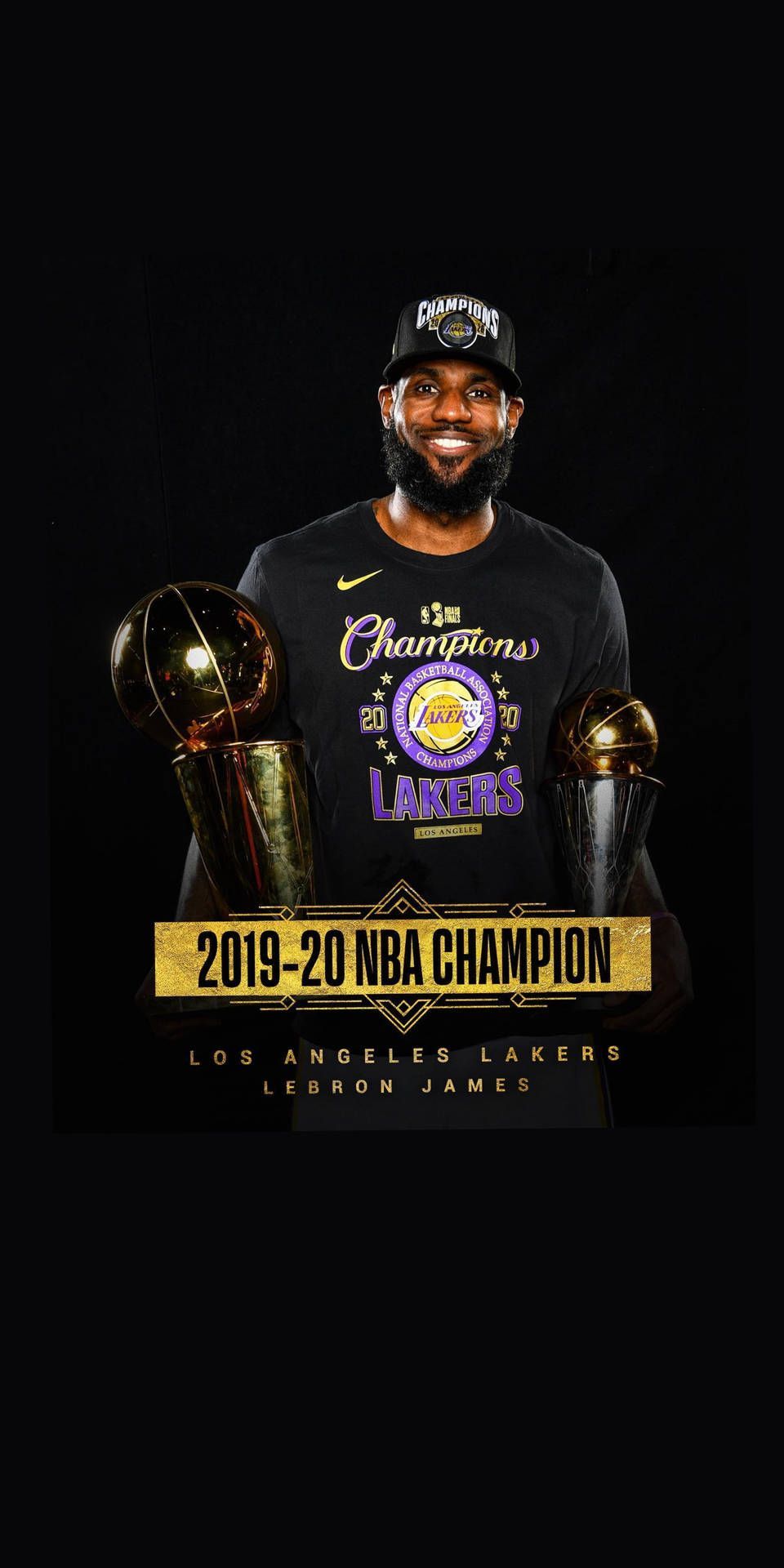 960x1920 Download Lebron James Nba Championship Trophies Wallpaper