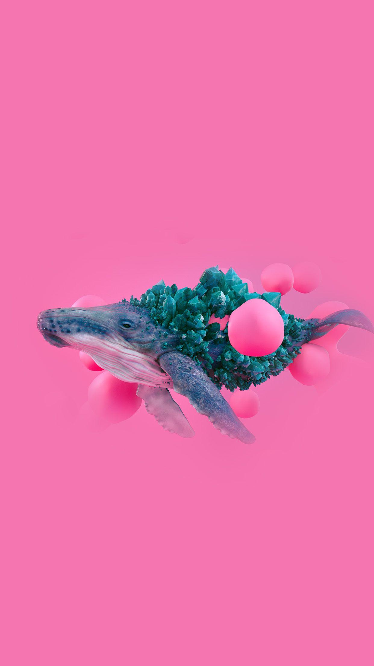1242x2208 iPhone 6 wallpaper. whale pink bubble