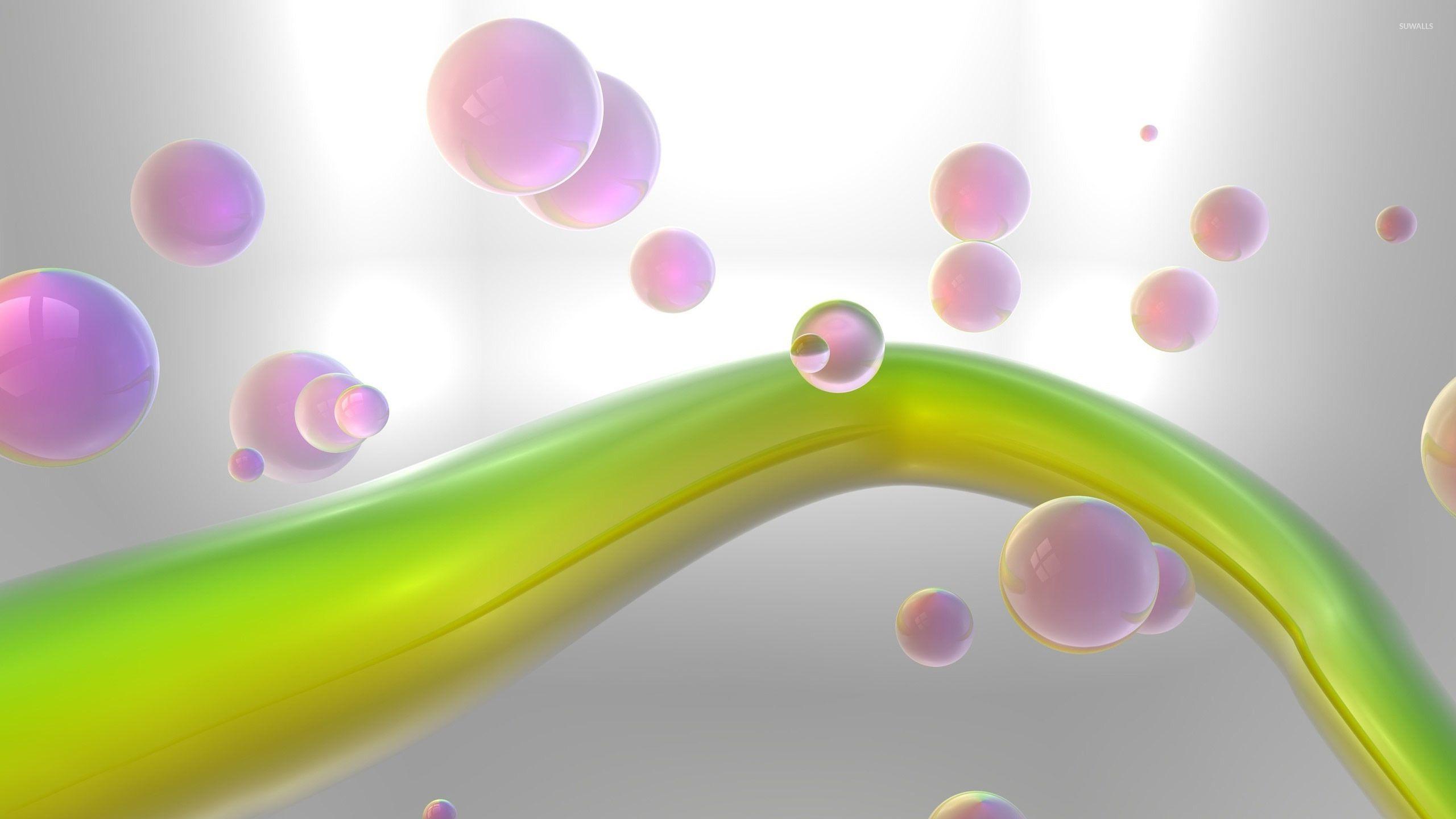 2560x1440 Pink bubbles around a curve wallpaper wallpaper