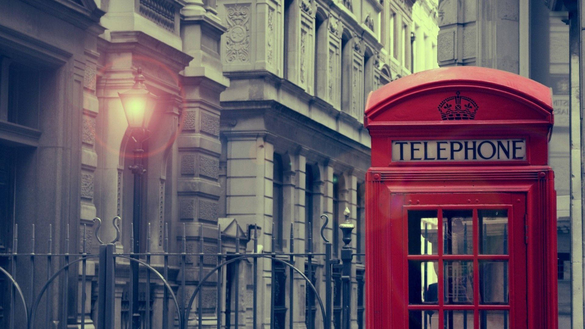 1920x1080 Download Vintage London Telephone Booth Wallpaper