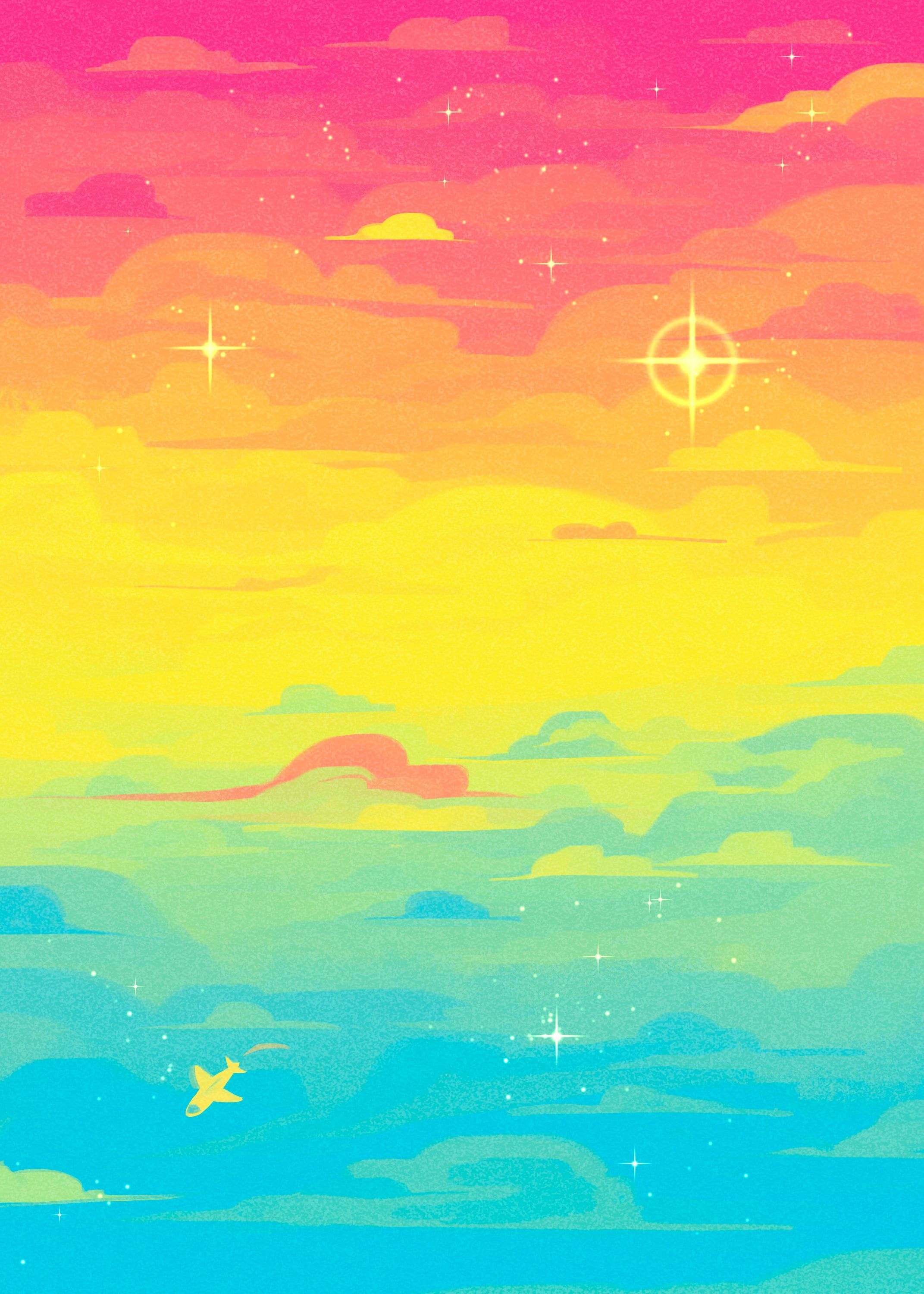 2143x3000 Pansexual Pride Sky Wallpaper Digital Download
