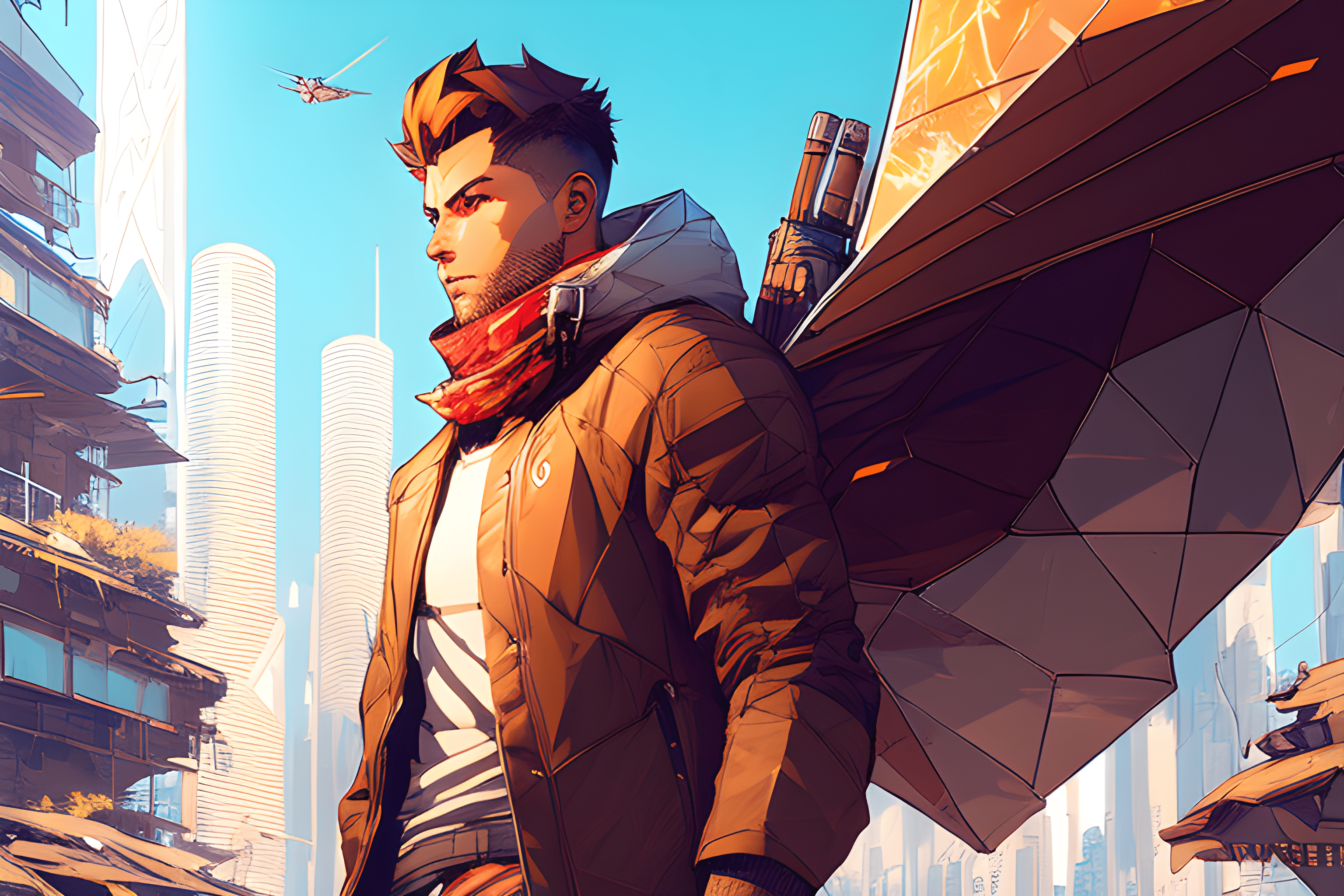 3072x2048 cyberpunk boy, colorful drawing art, digital illustration, comic style, stunning background