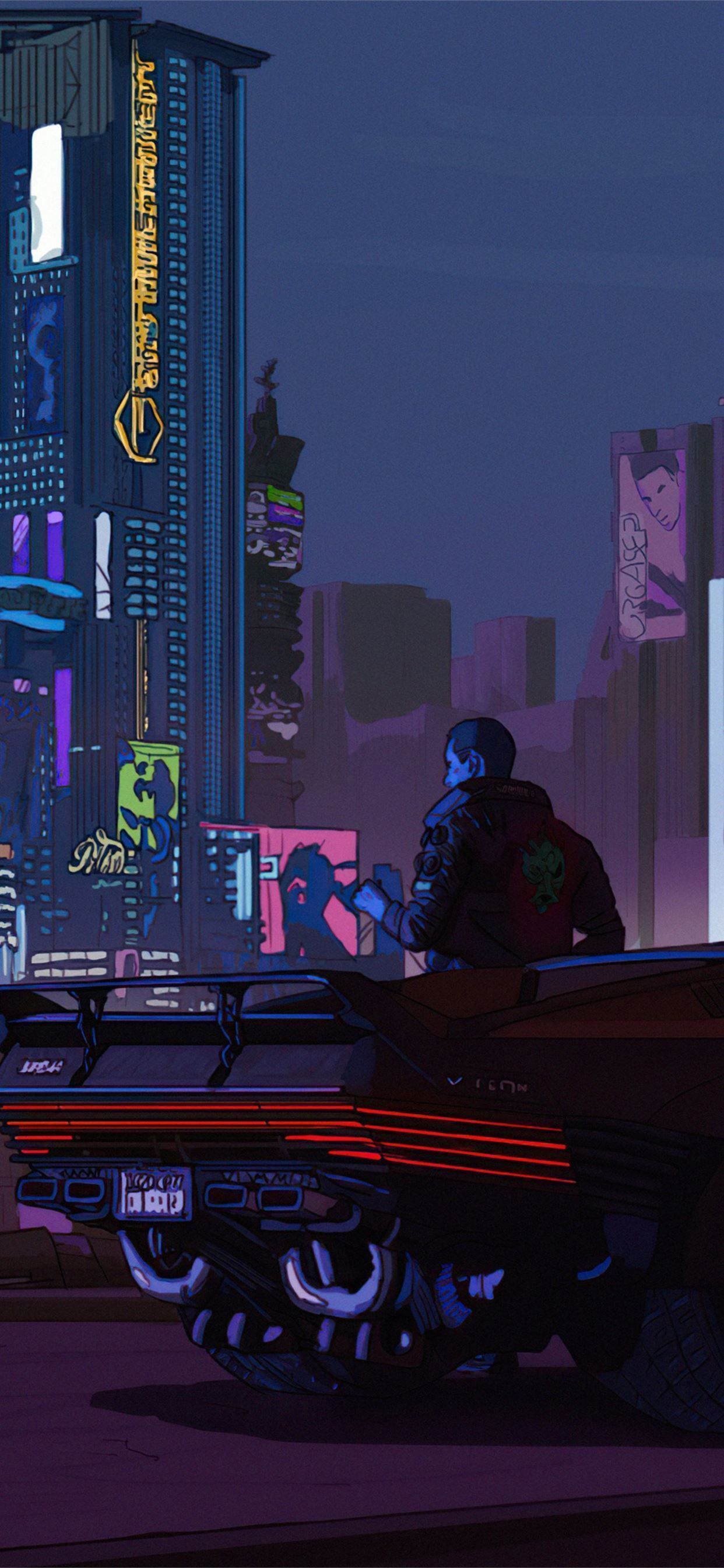 1242x2688 night city boy cyberpunk 2077 4k iPhone 11 Wallpaper Free Download