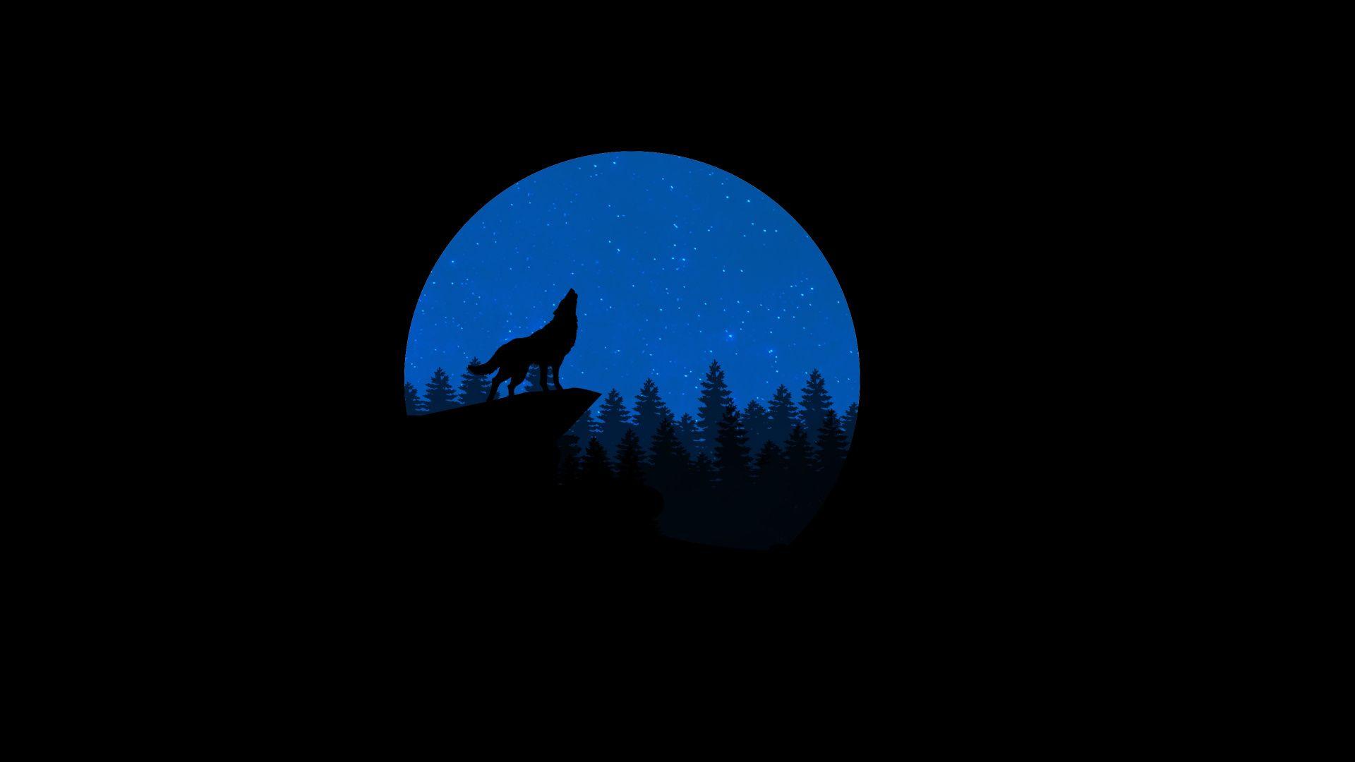 1920x1080 Download 1920x1080 Wallpaper Wolf, Night, Abstract, Minimal, Full HD