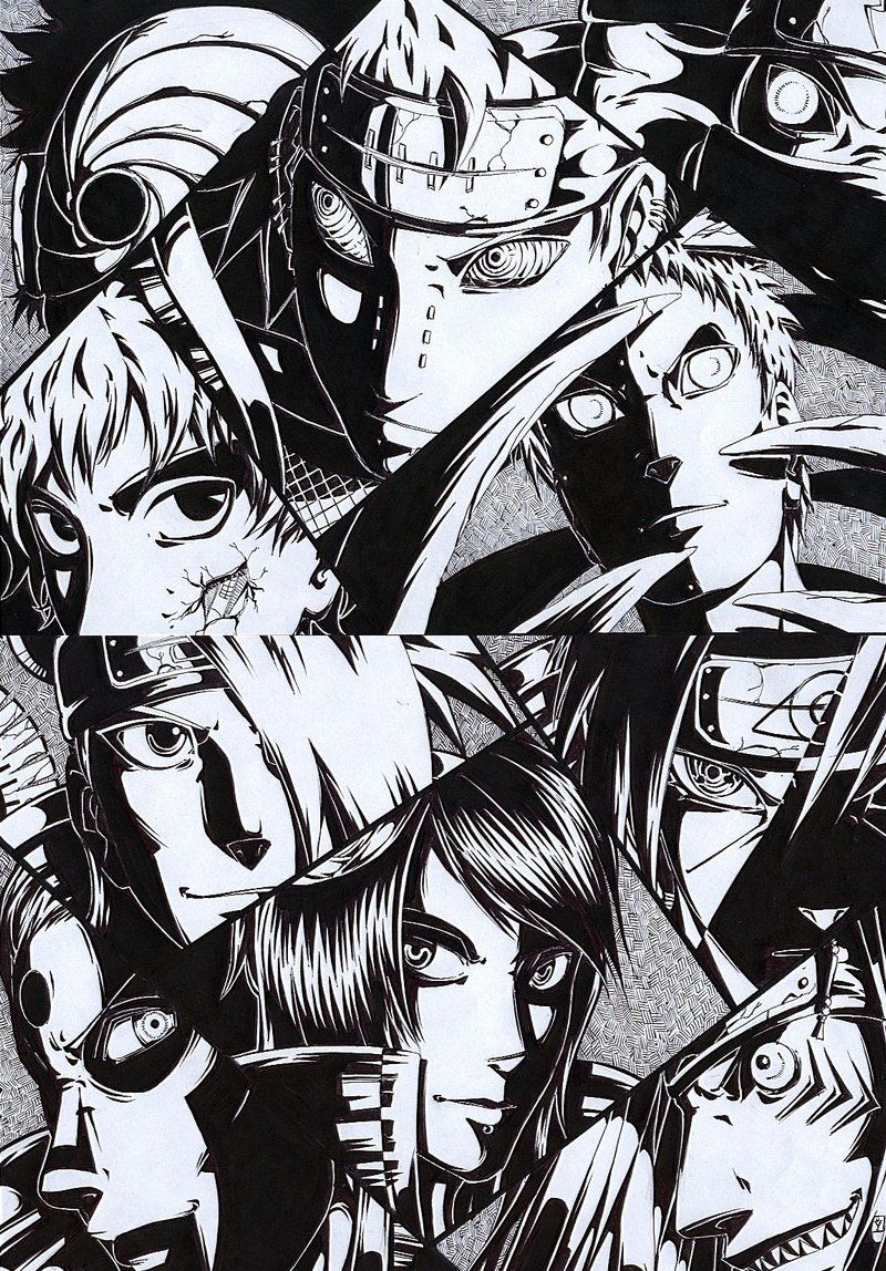 800x1148 uchiha itachi, konan, deidara, sasori, hidan, and 5 more (naruto and 2 more) drawn