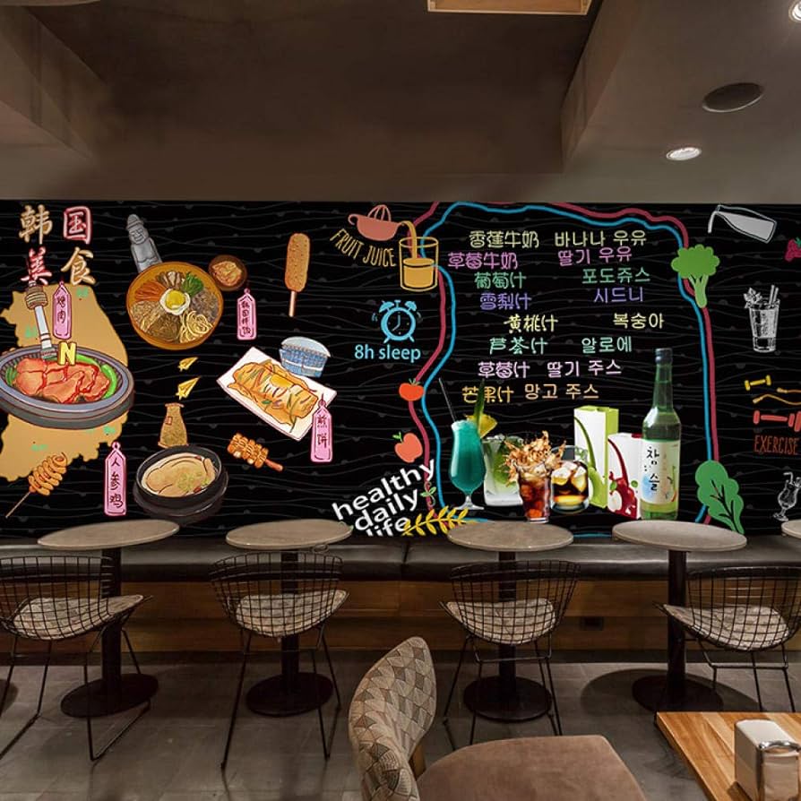 894x894 Mural 3D Korean Blackboard Graffiti Wallpaper Cafe Leisure Fried Chicken Restaurant Juice Bar Snack Bar Wallpaper Mural 400 * 280Cm, Wall Stickers & Murals