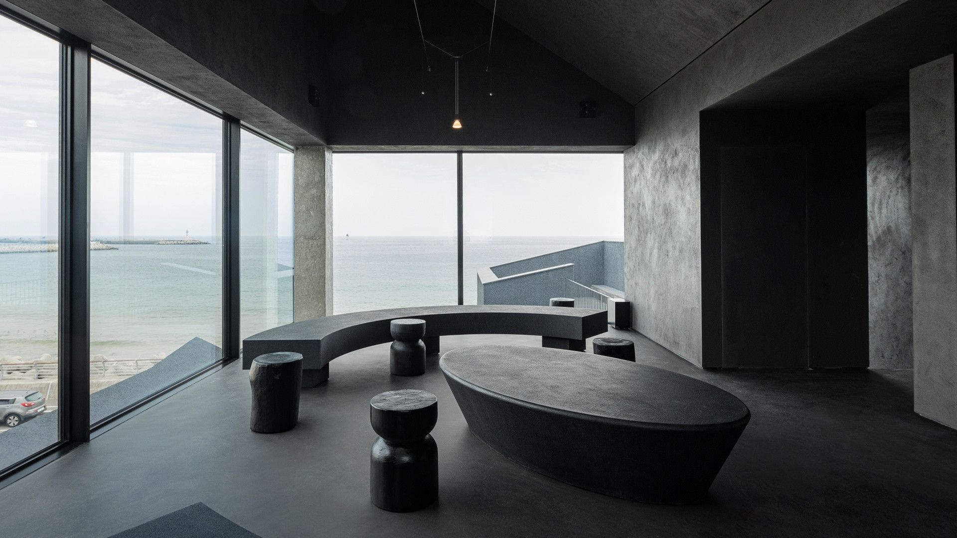 1920x1080 Frameweb. Black, no sugar. A South Korean coffee spot puts the noir in café noir