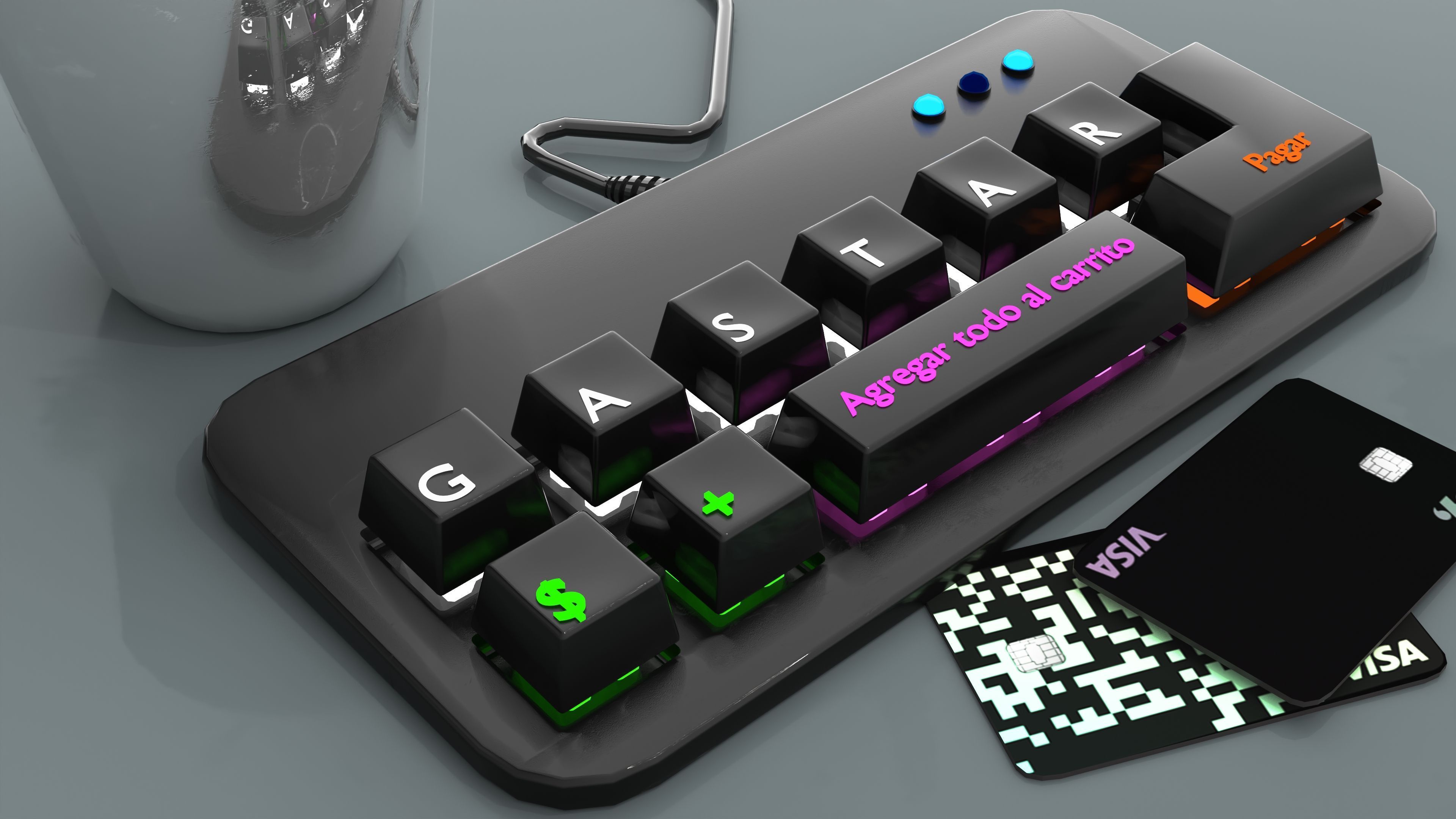 3840x2160 Keyboards Qwerty Technology Blender Render Computer Desk Wallpaper:3840x2160