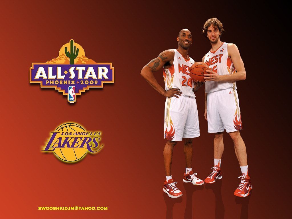 1024x768 Kobe Bryant And Pau Gasol. L.A. Lakers All Stars Wallpaper
