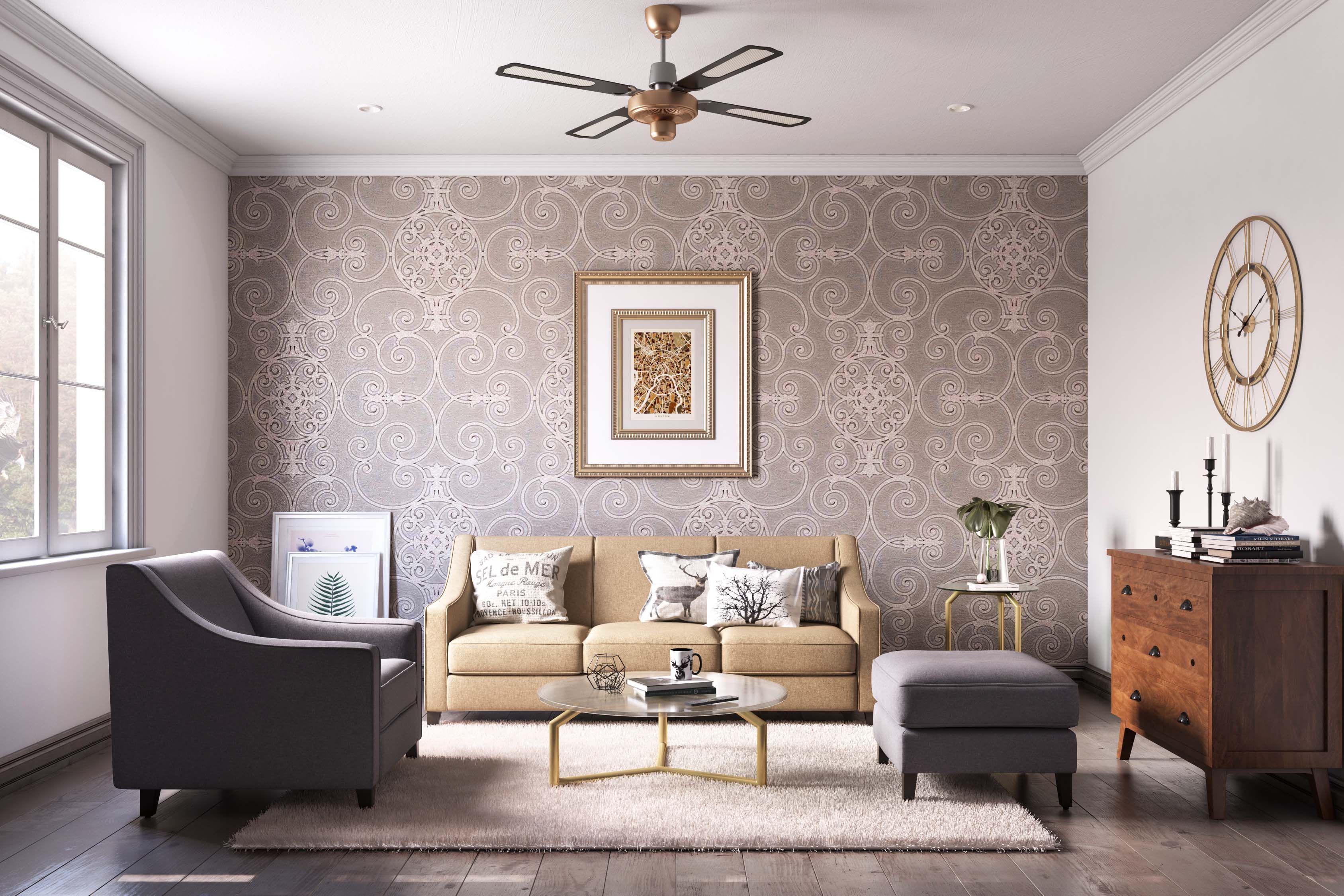 3375x2250 Dark Beige Vintage Wallpaper Design