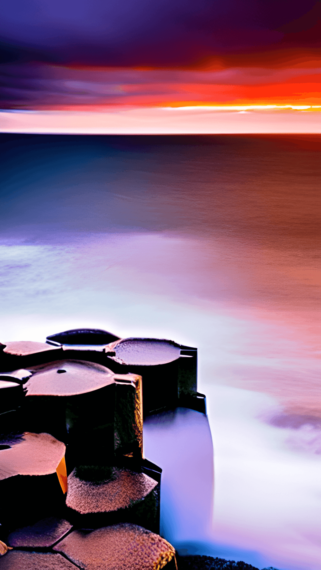 1024x1820 Giant's Causeway Photography Hyper Realistic and Calm Sea · Creative Fabrica