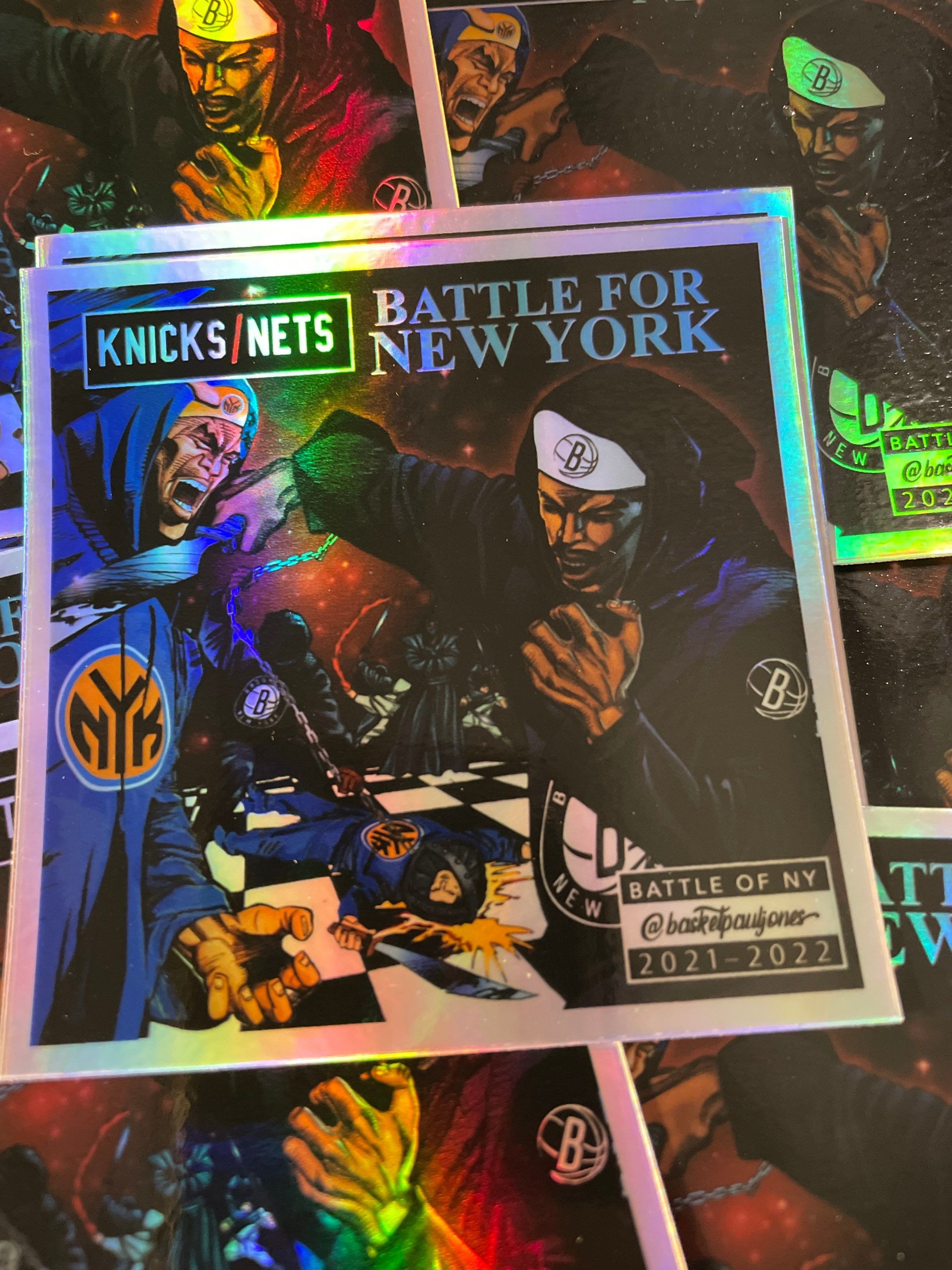 2250x3000 Battle for New York Wu Tang GZA Knicks Nets Mashup Sticker