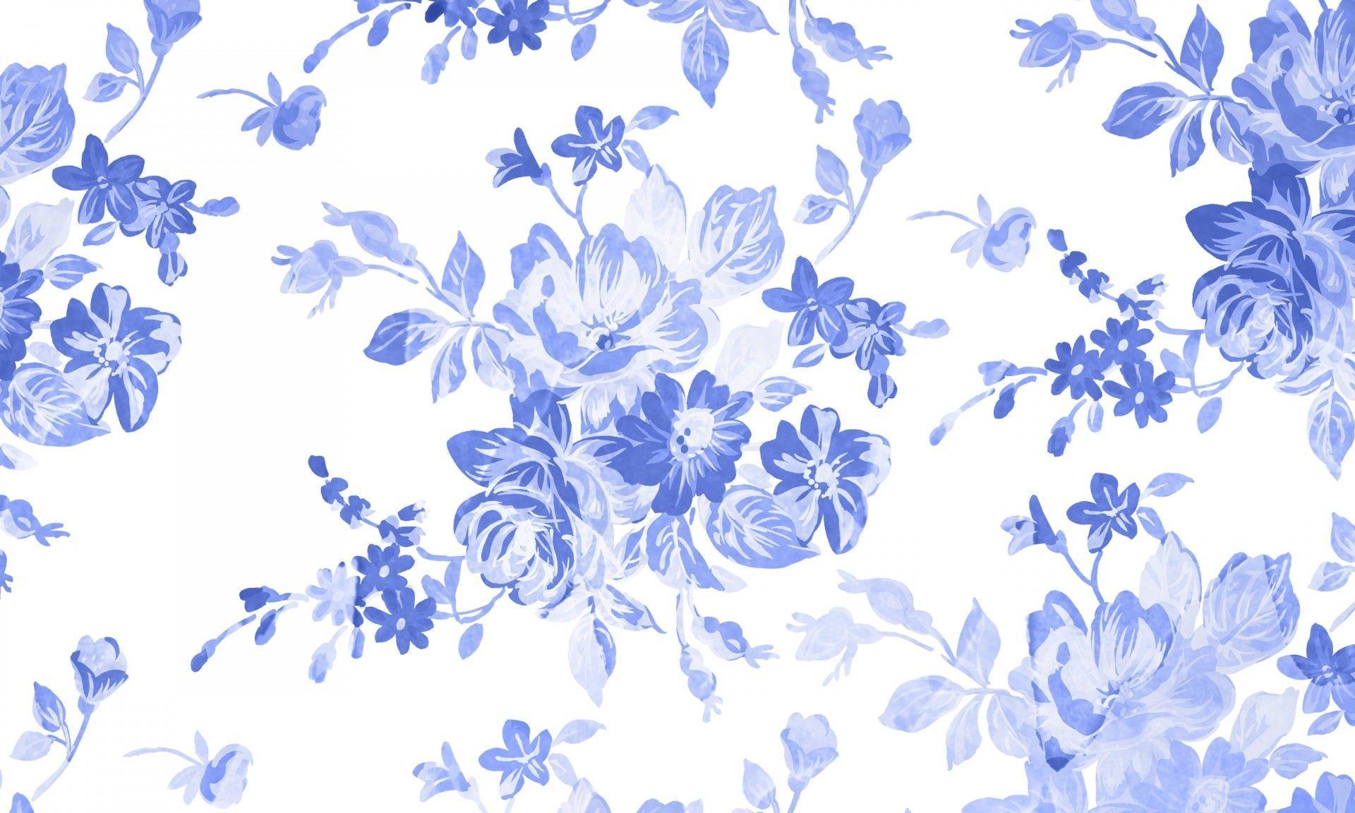 Blue And White Floral Artwork