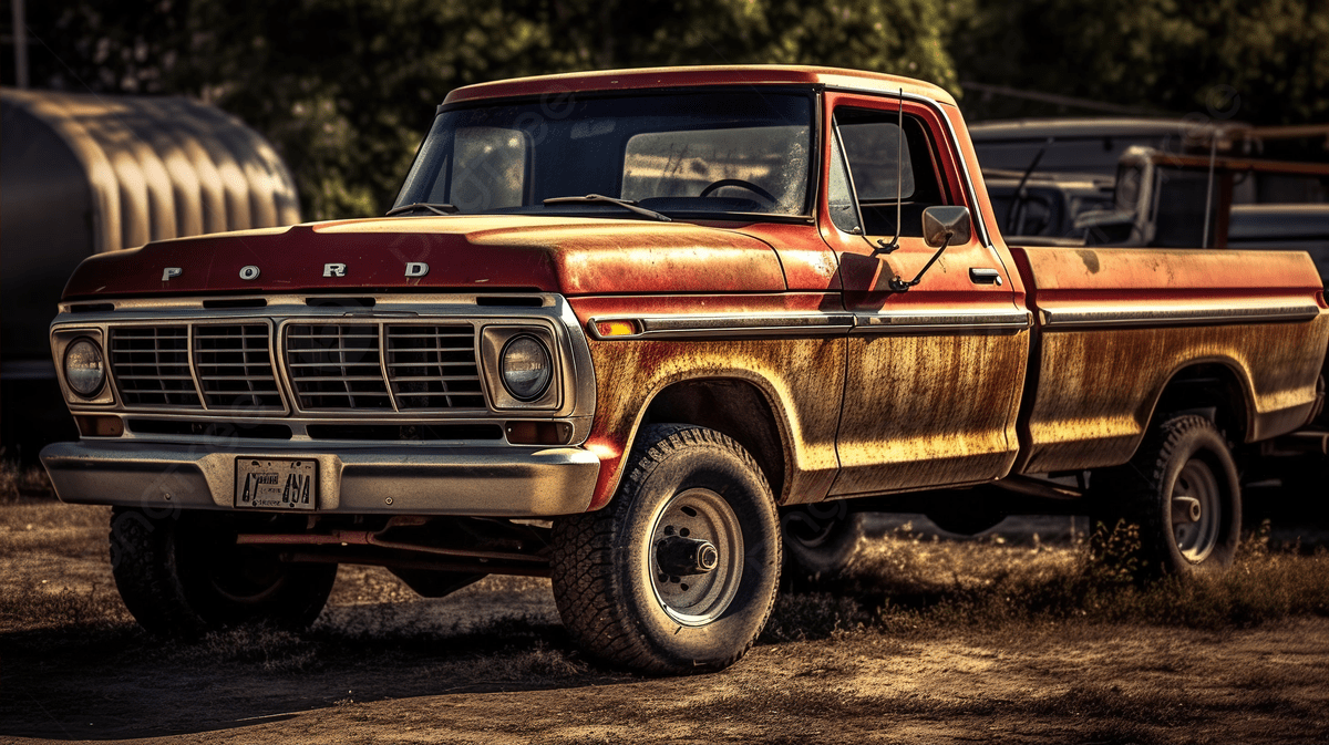1200x673 Red And Brown Pickup Truck Sits In Dirt Background, Pickup Truck Picture Background Image And Wallpaper for Free Download