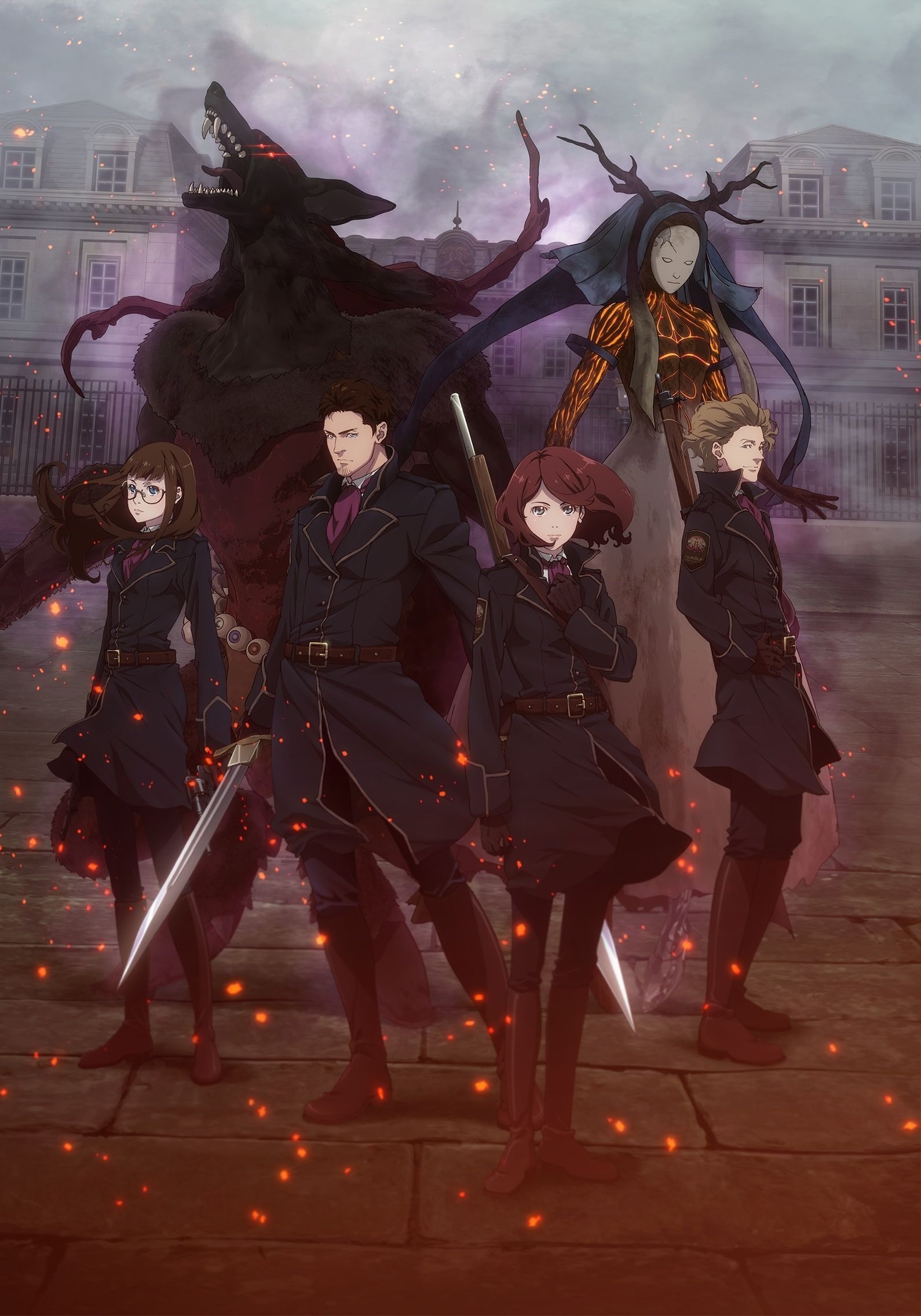 1590x2272 Wallpaper Characters, Creatures, Horns, Fairy Gone, Swords, Coats:1590x2272