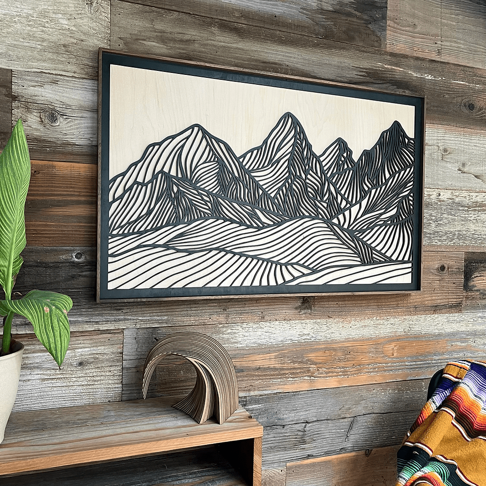 980x980 3D Mountain Wood Art XL